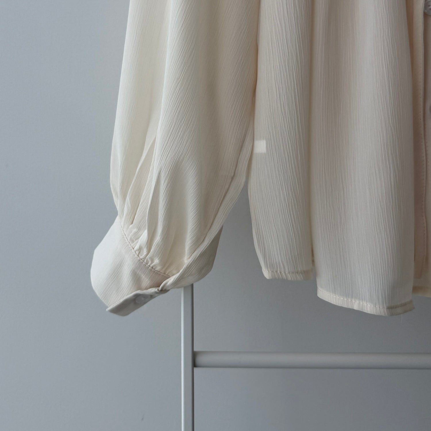 【SAMPLE】bow tie  sheer blouse / ivory