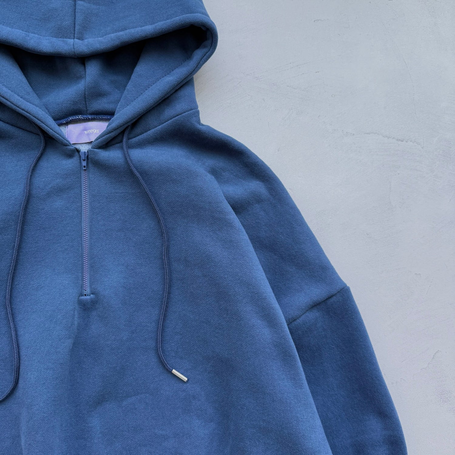 【SAMPLE】half zip loose hoodie / navy
