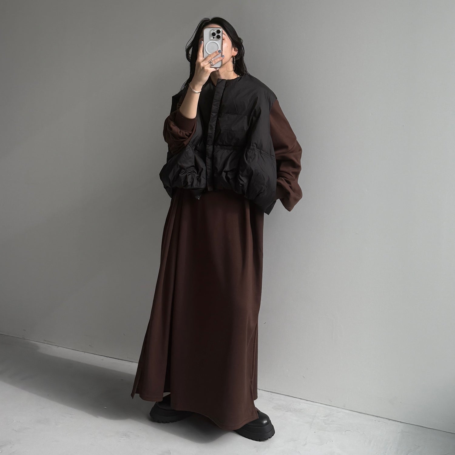 super loose light sweatee one piece / brown