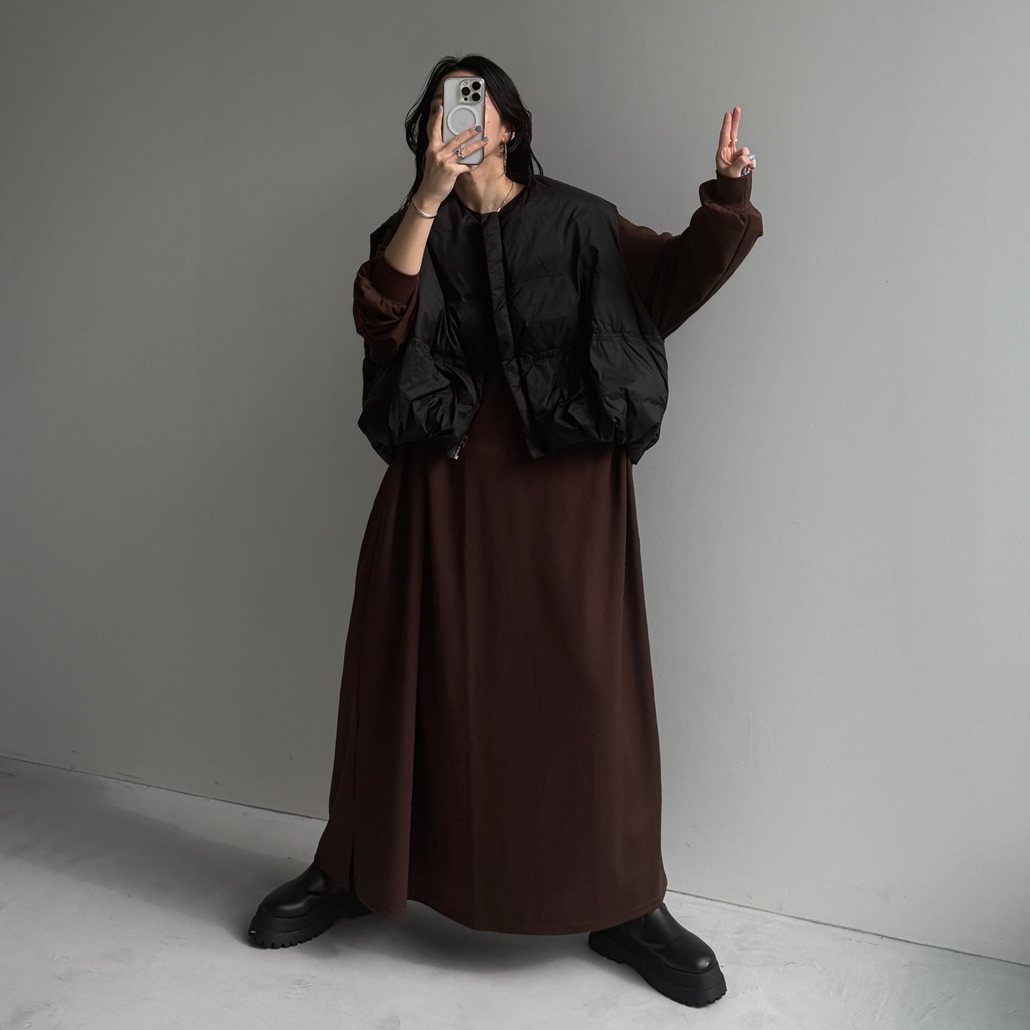 super loose light sweatee one piece / brown