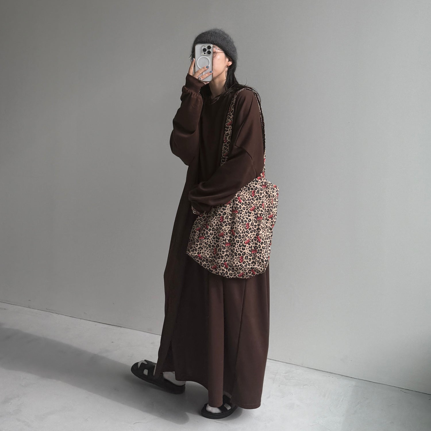 super loose light sweatee one piece / brown