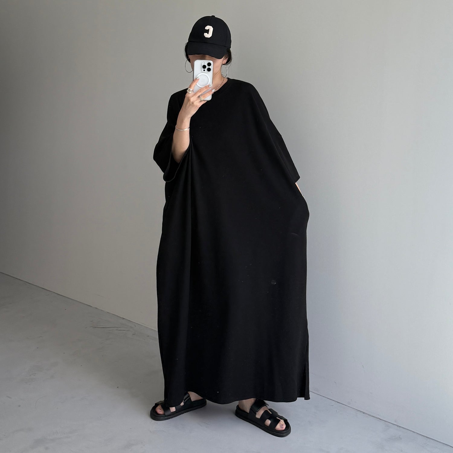 HANSODE super loose light sweatee one piece / black [3size]