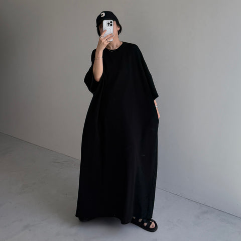 HANSODE super loose light sweatee one piece / black [3size]