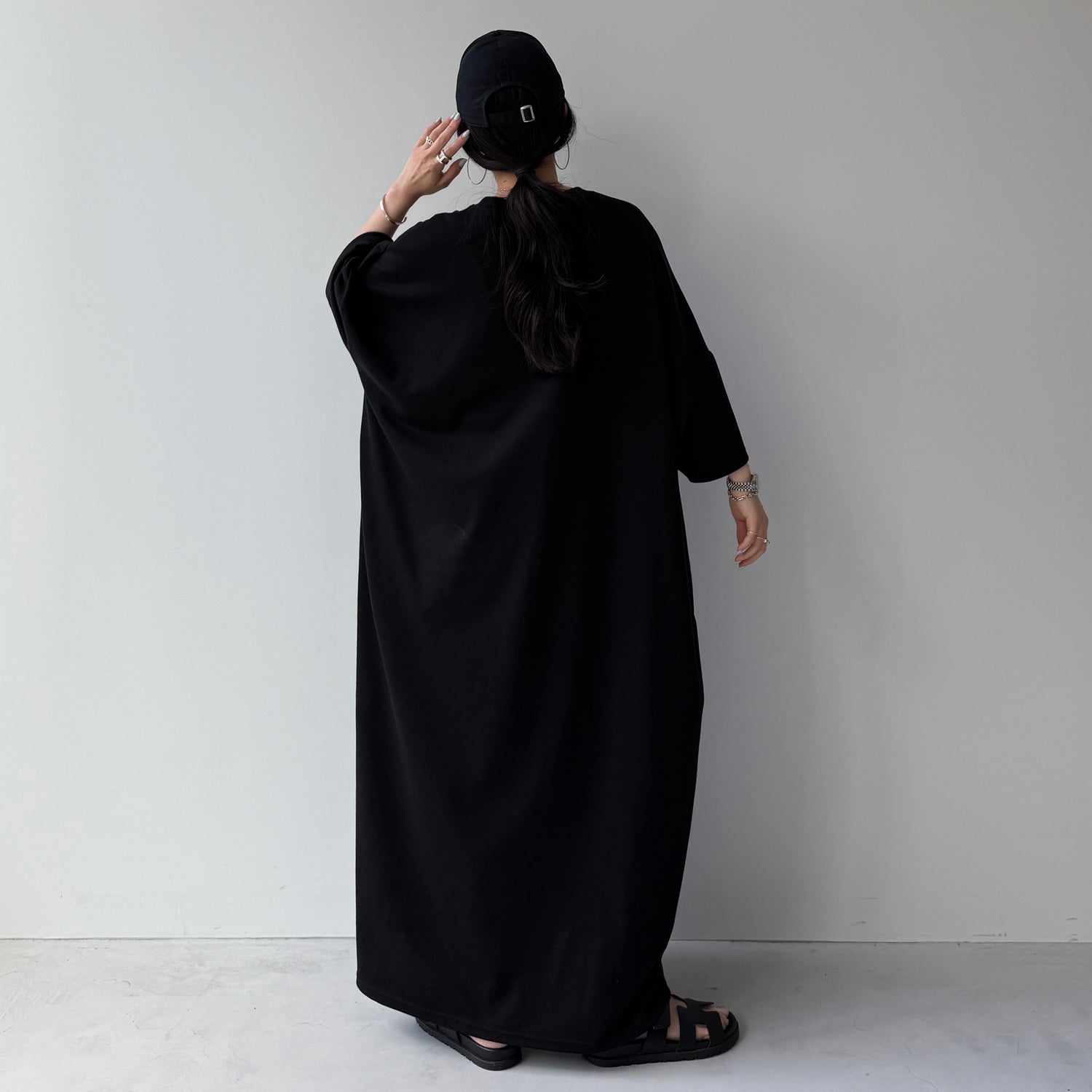 HANSODE super loose light sweatee one piece / black [3size]
