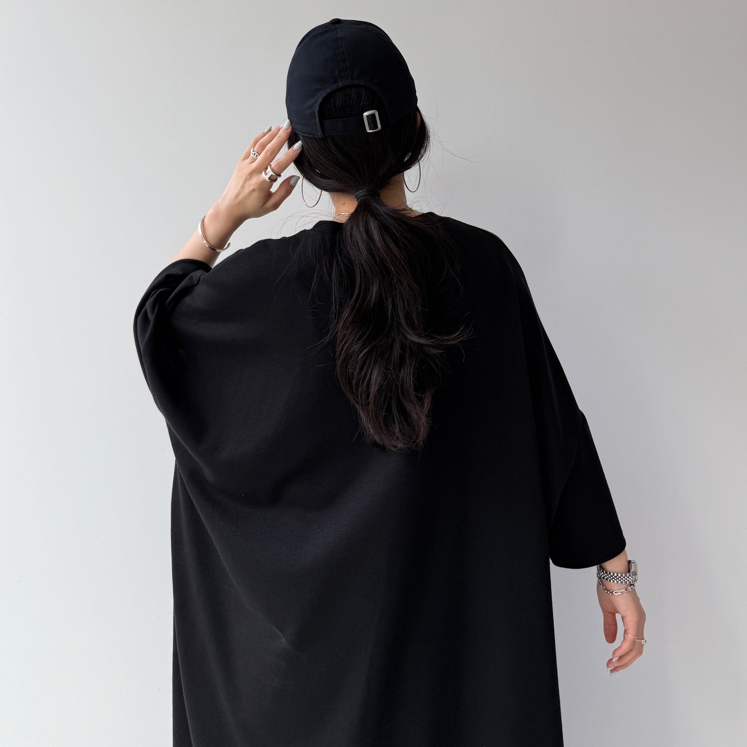 HANSODE super loose light sweatee one piece / black [3size]