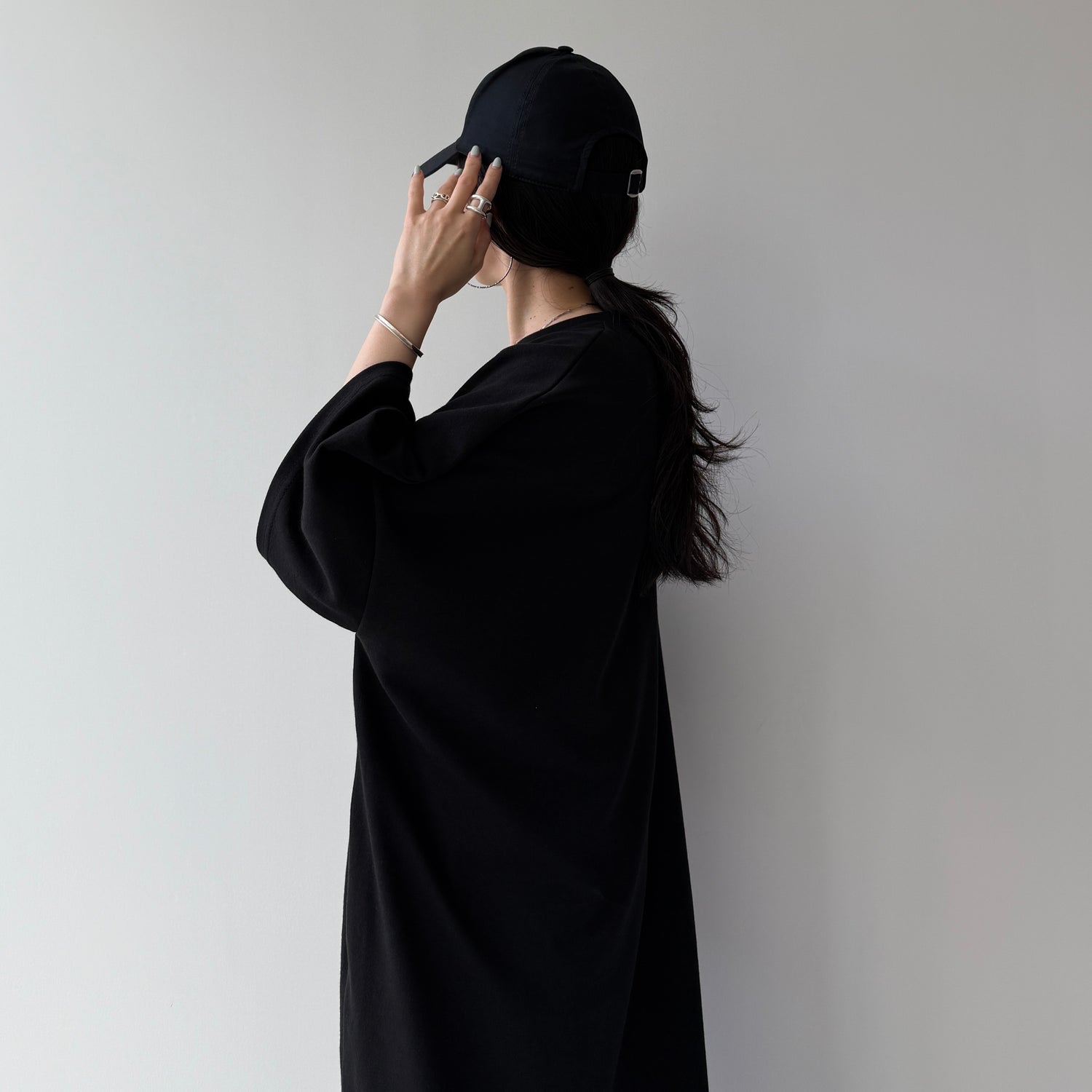 HANSODE super loose light sweatee one piece / black [3size]
