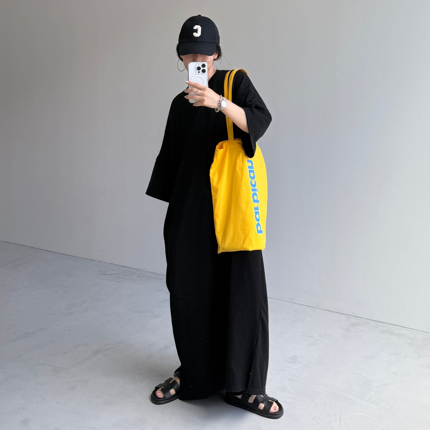 HANSODE super loose light sweatee one piece / black [3size]
