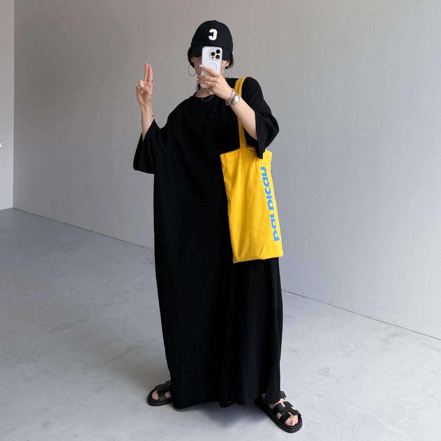 HANSODE super loose light sweatee one piece / black [3size]