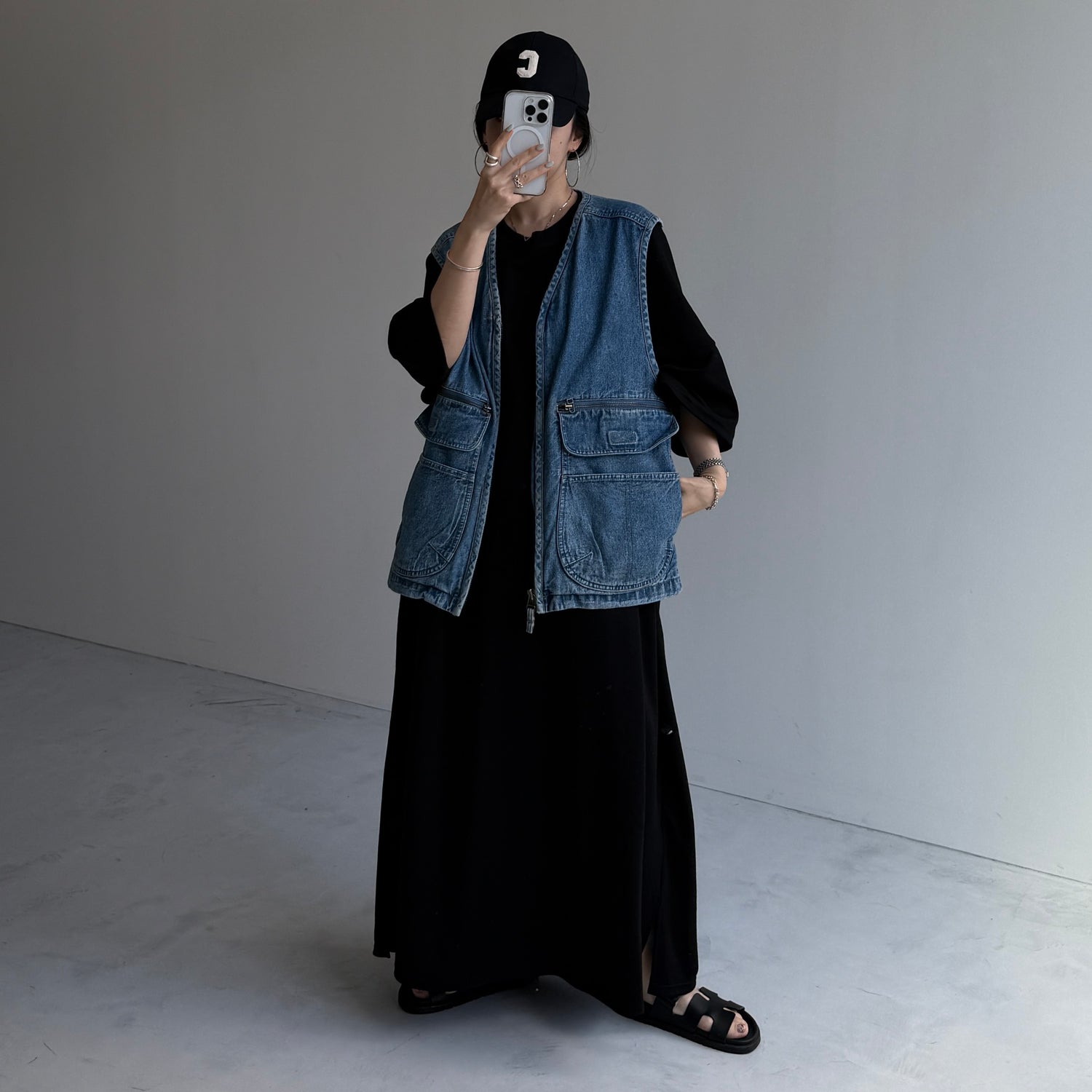 HANSODE super loose light sweatee one piece / black [3size]