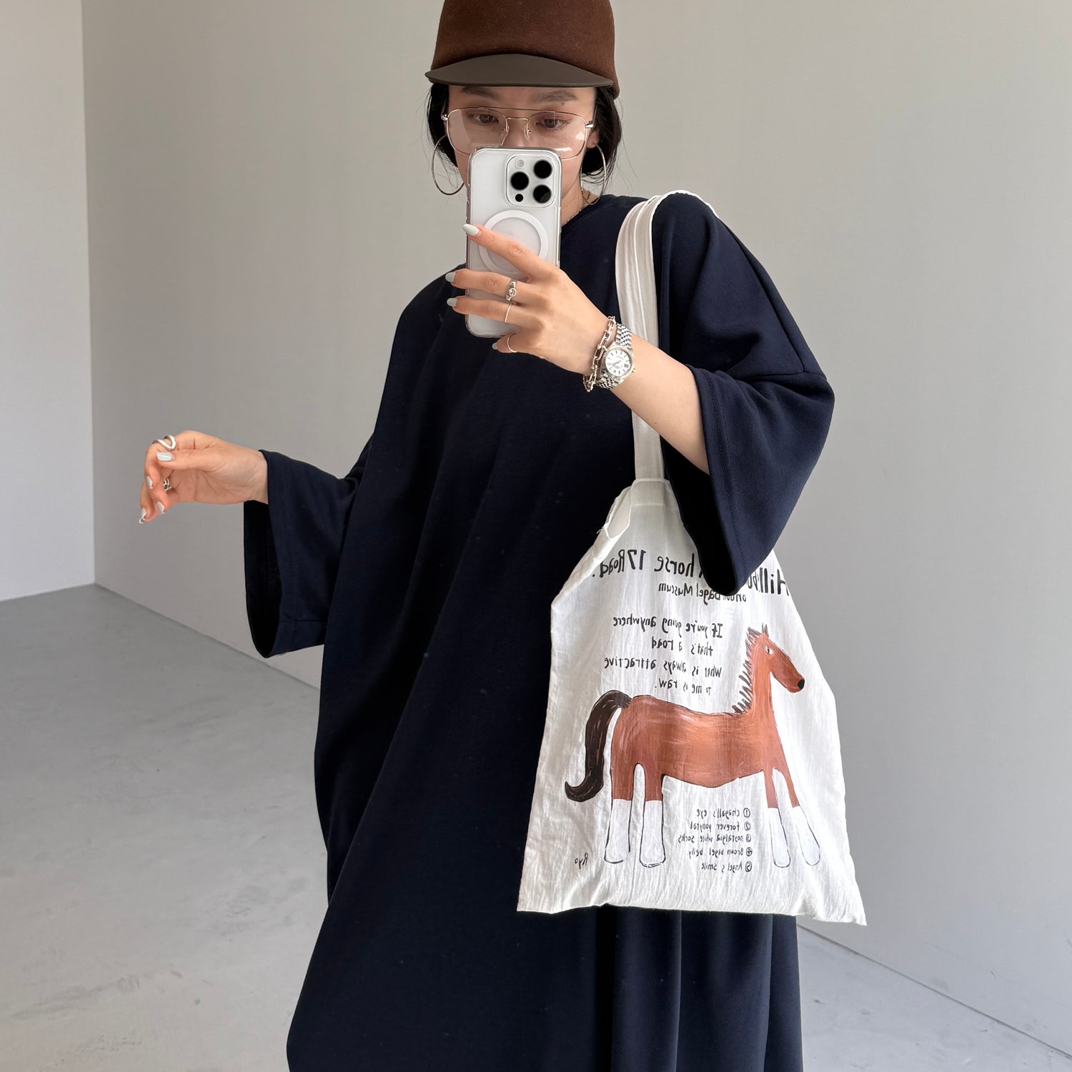 HANSODE super loose light sweatee one piece / navy [3size]