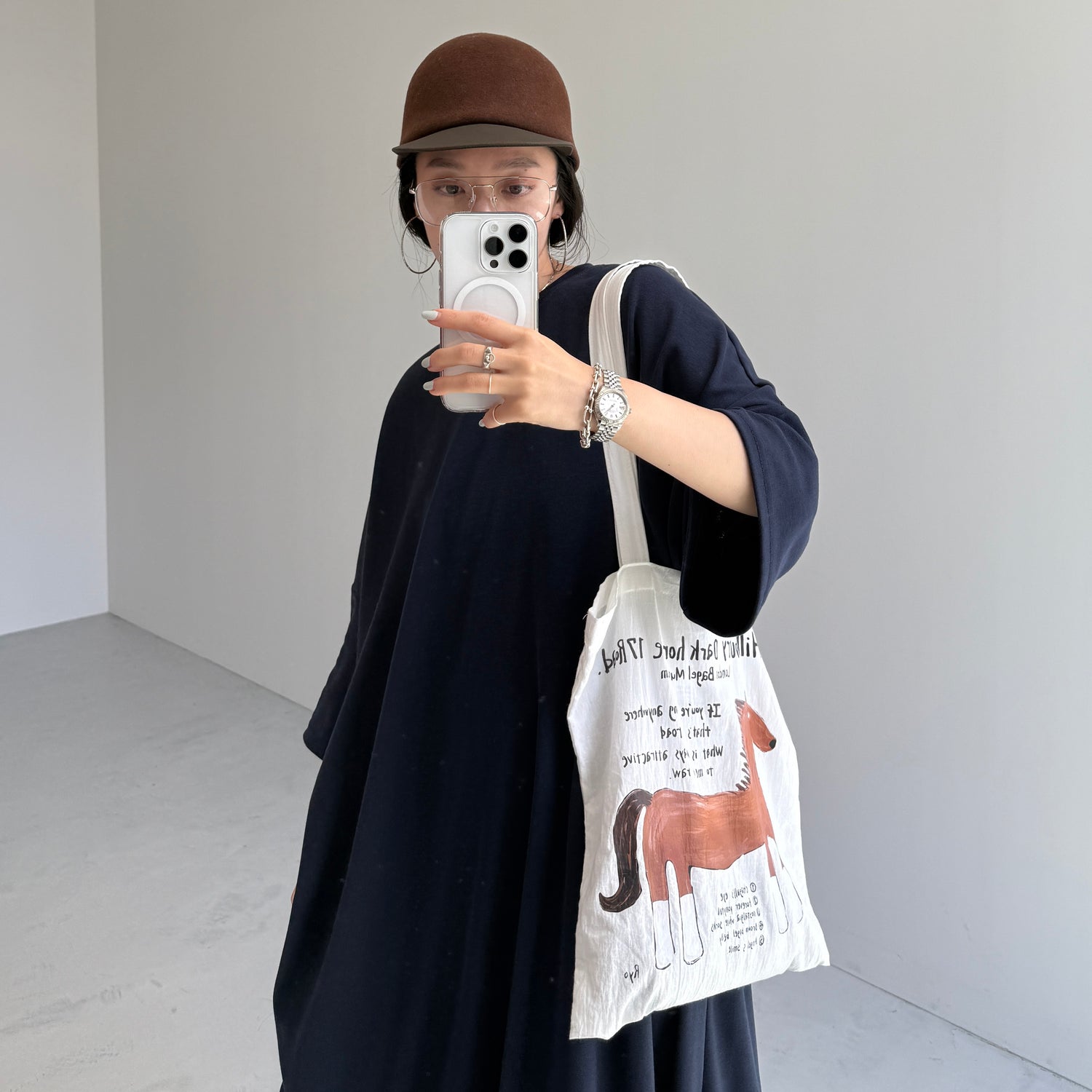 HANSODE super loose light sweatee one piece / navy [3size]