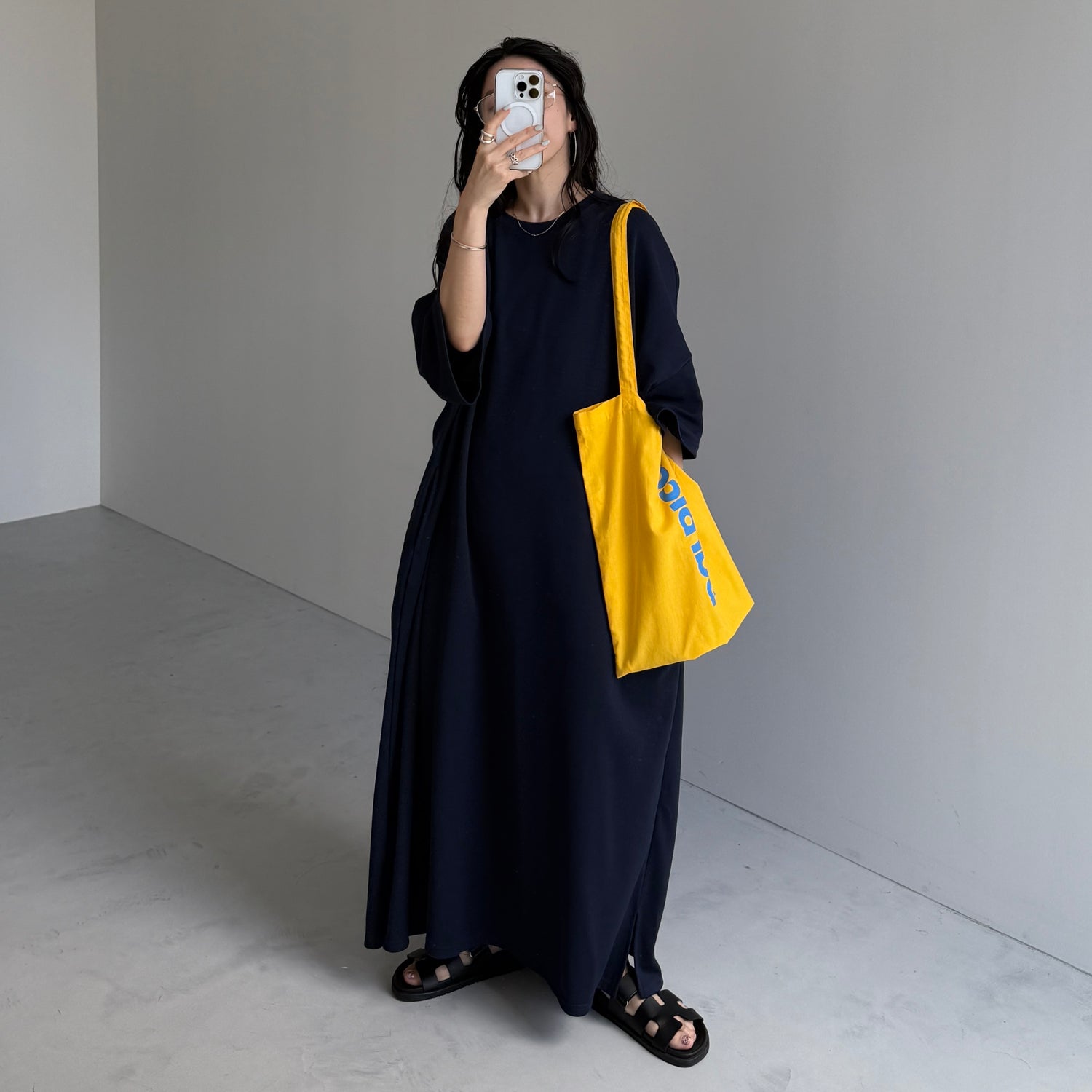 HANSODE super loose light sweatee one piece / navy [3size]