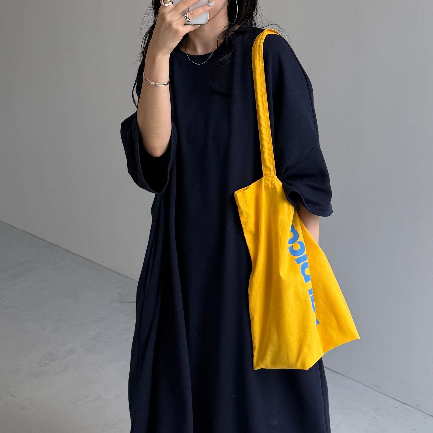 HANSODE super loose light sweatee one piece / navy [3size]