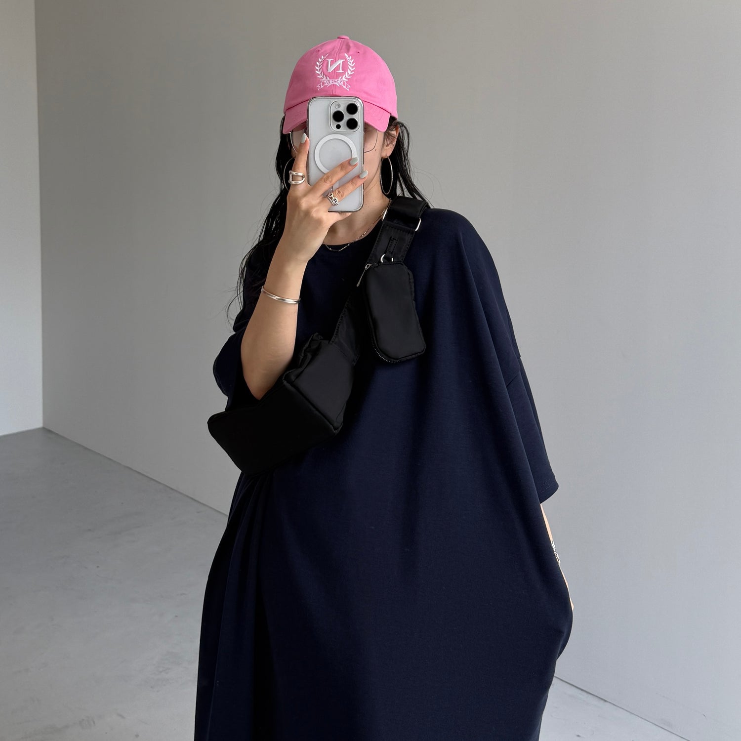 HANSODE super loose light sweatee one piece / navy [3size]