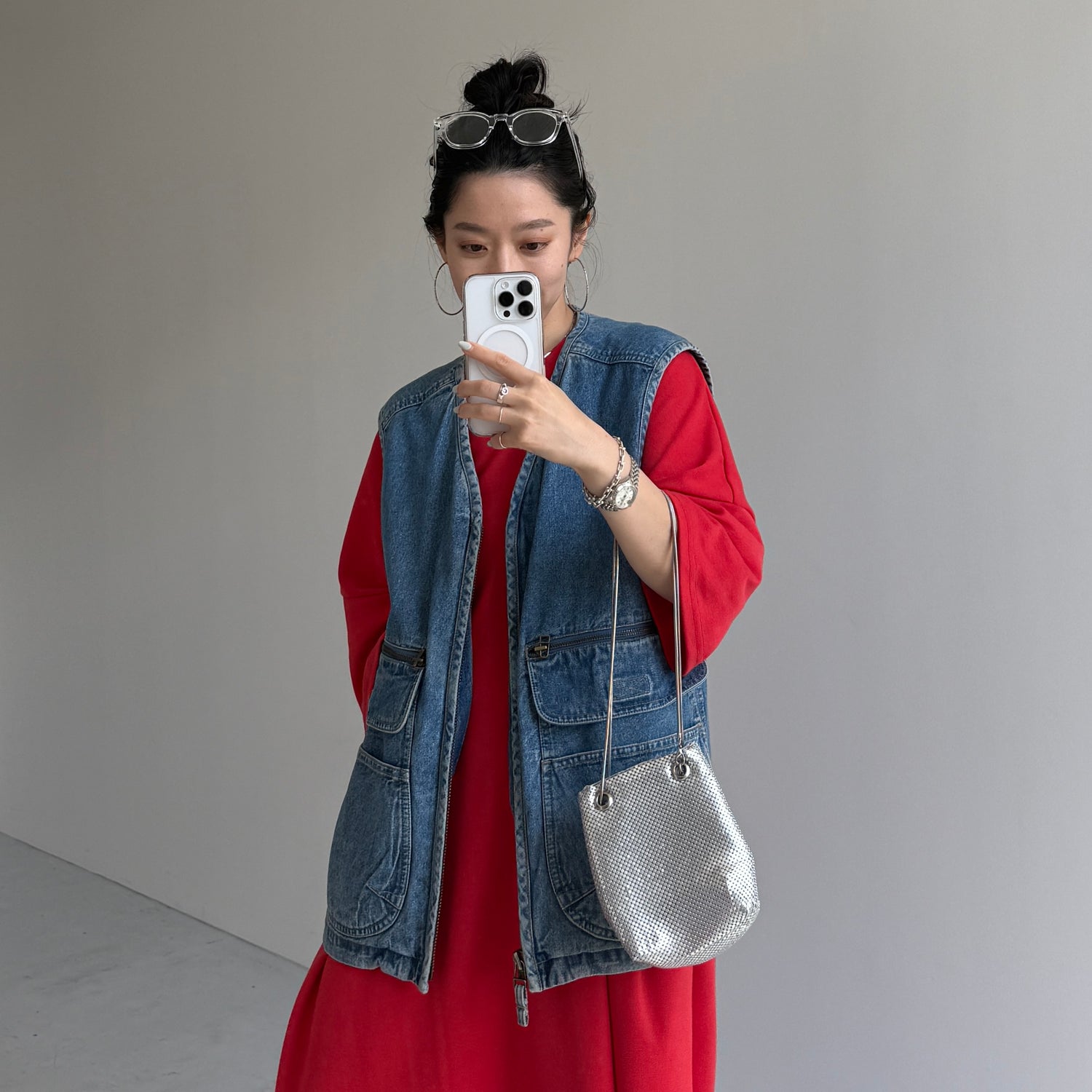 HANSODE super loose light sweatee one piece / red [3size]