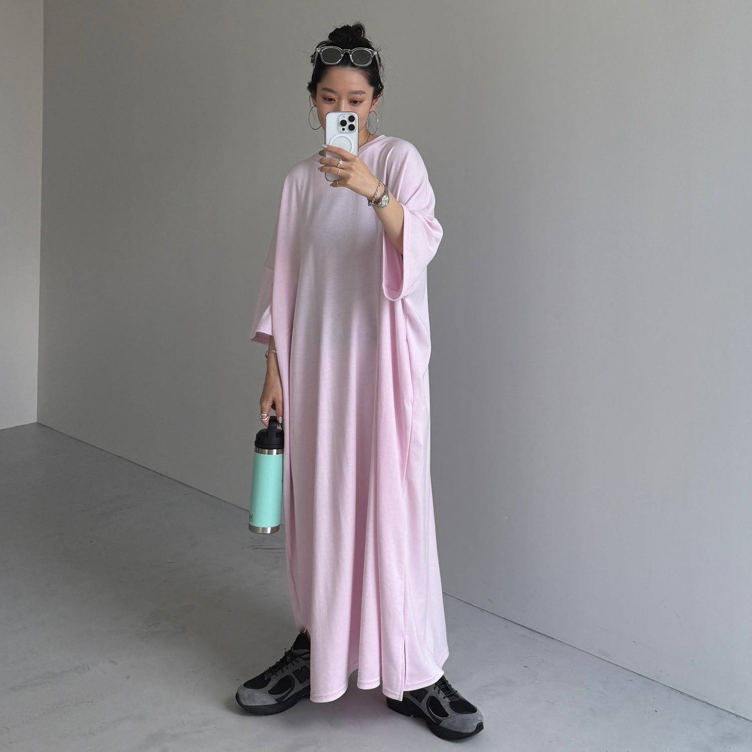 HANSODE super loose light sweatee one piece / baby pink [3size]