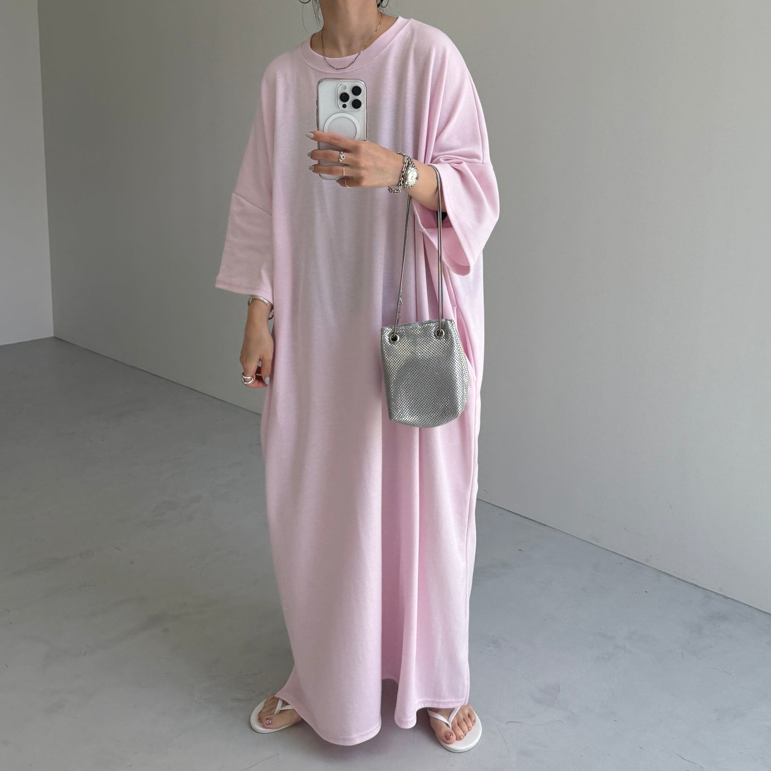 HANSODE super loose light sweatee one piece / baby pink [3size]