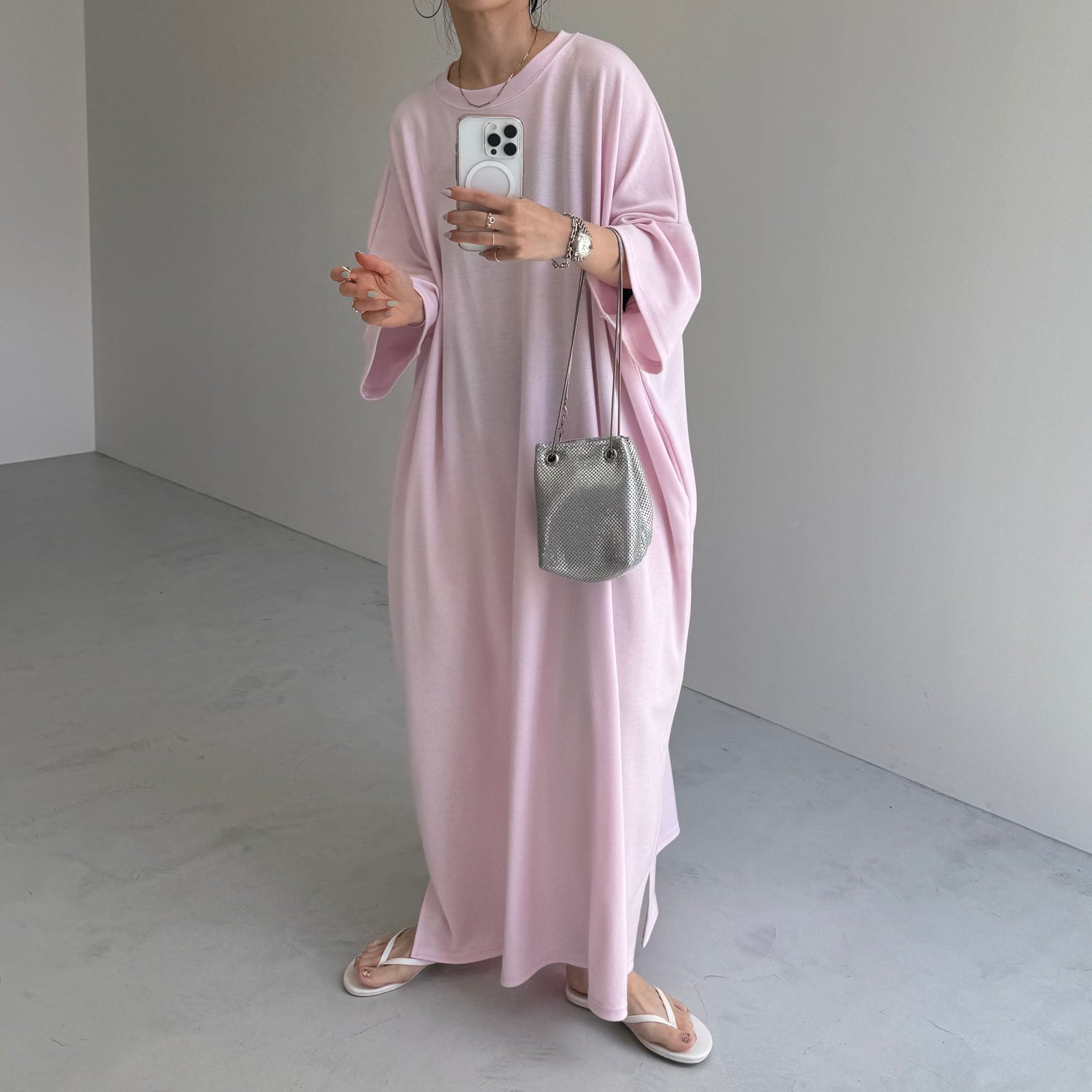 HANSODE super loose light sweatee one piece / baby pink [3size]