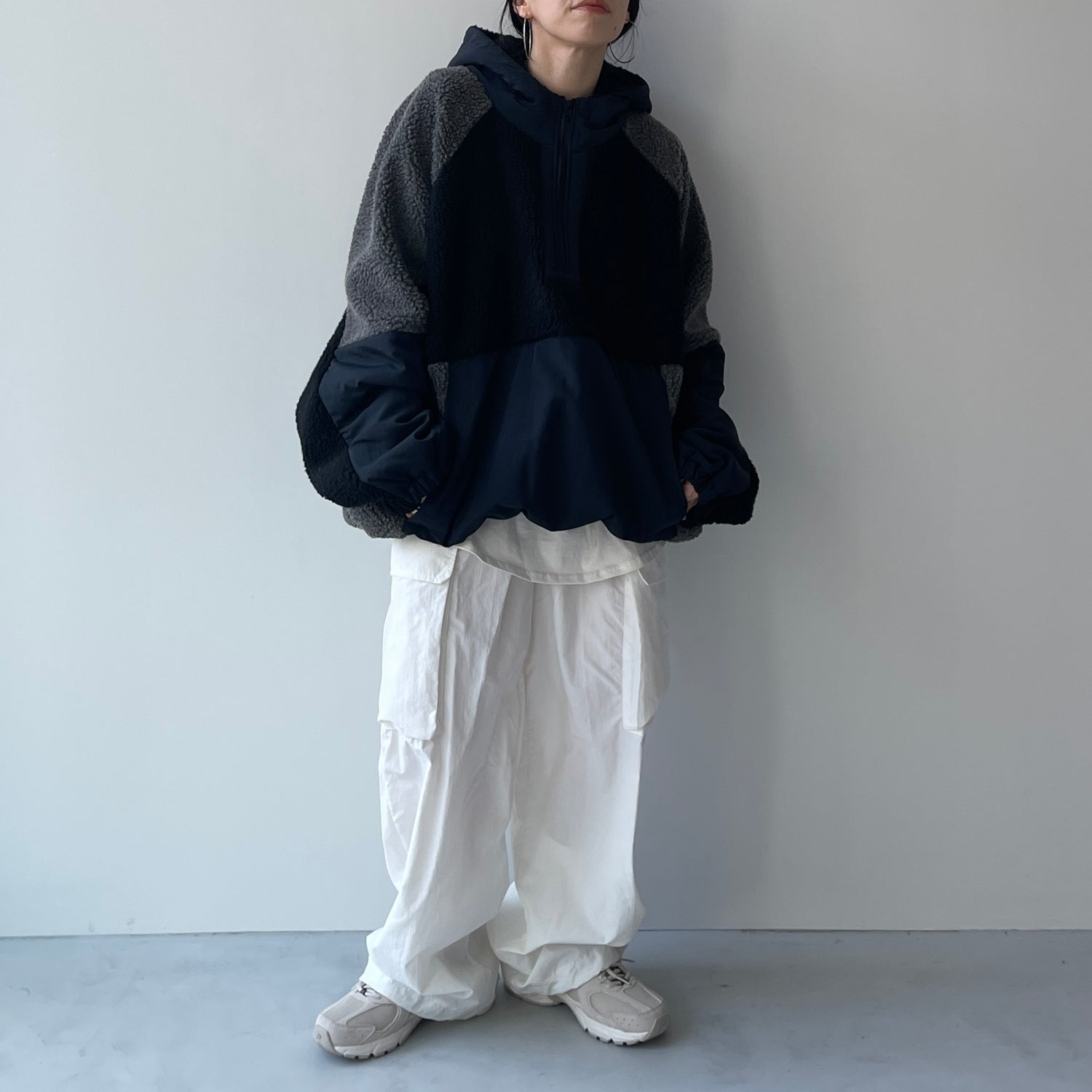 over size BOA hoodie blouson / navy