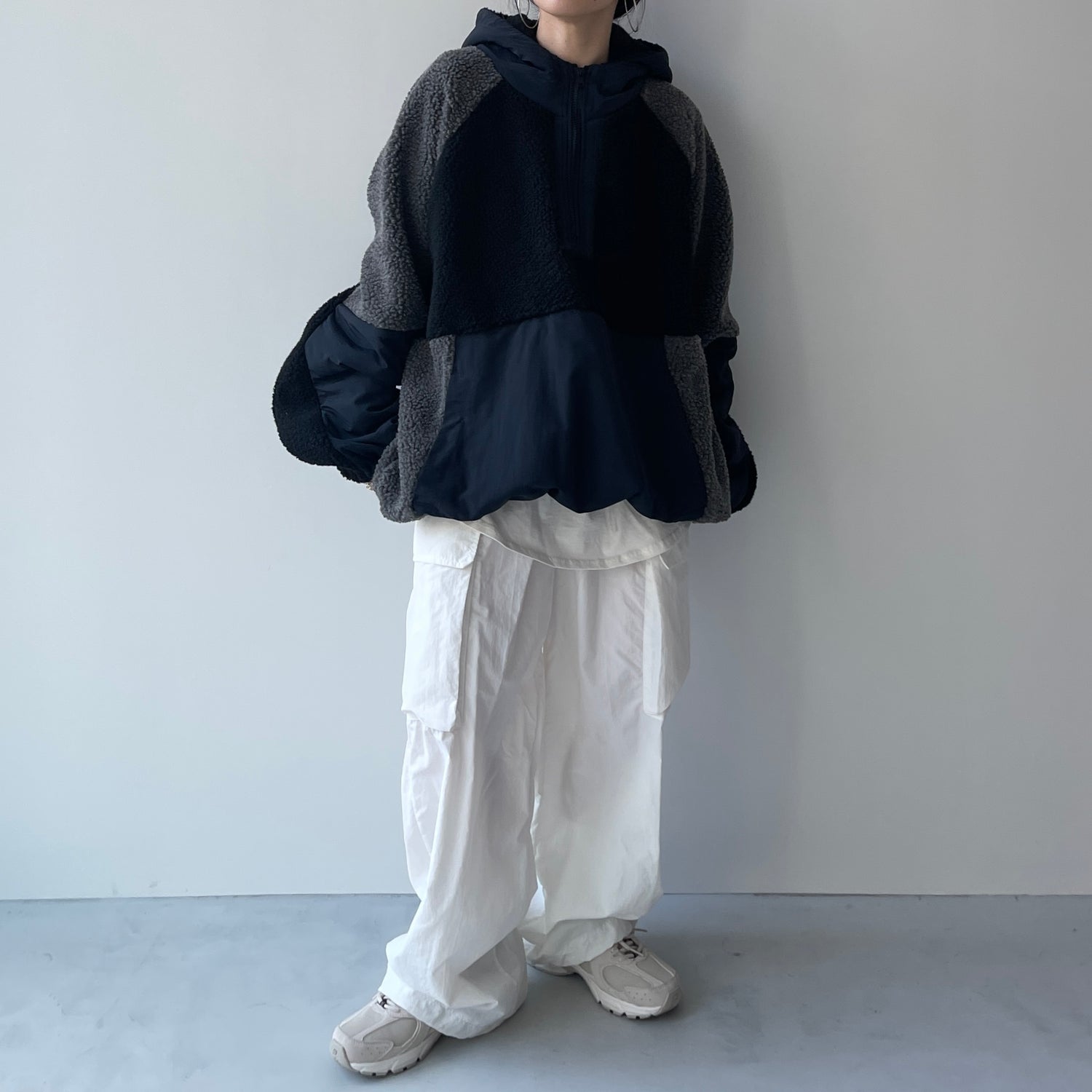 over size BOA hoodie blouson / navy