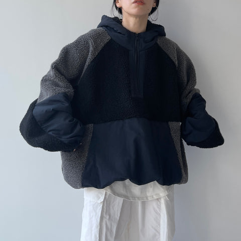 over size BOA hoodie blouson / navy