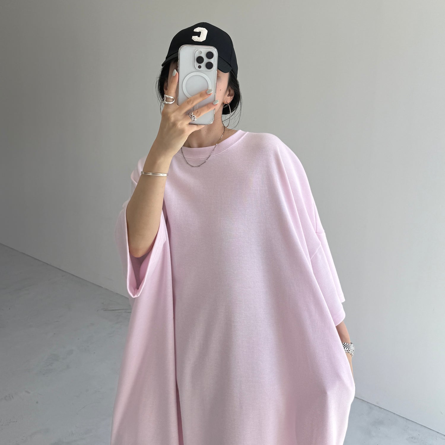 HANSODE super loose light sweatee one piece / baby pink [3size]
