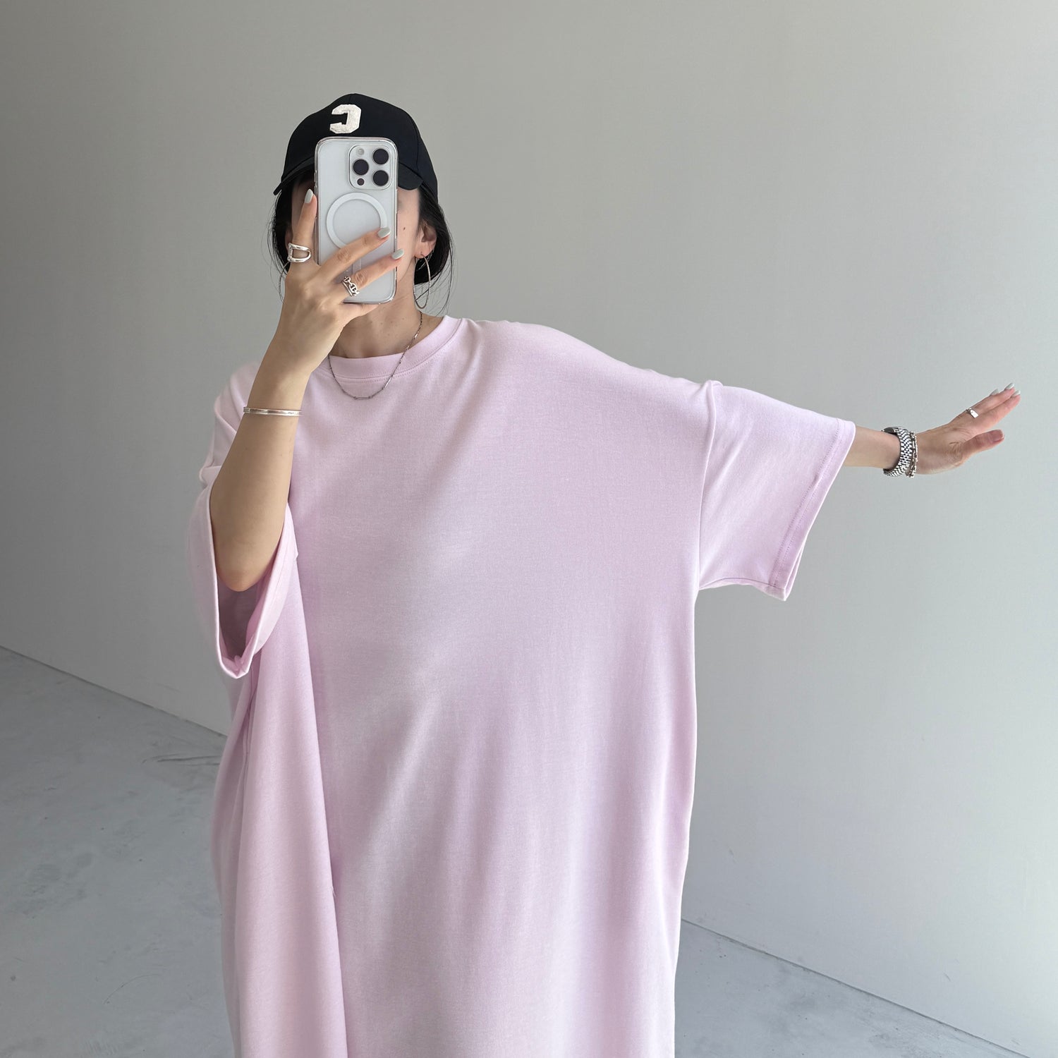 HANSODE super loose light sweatee one piece / baby pink [3size]