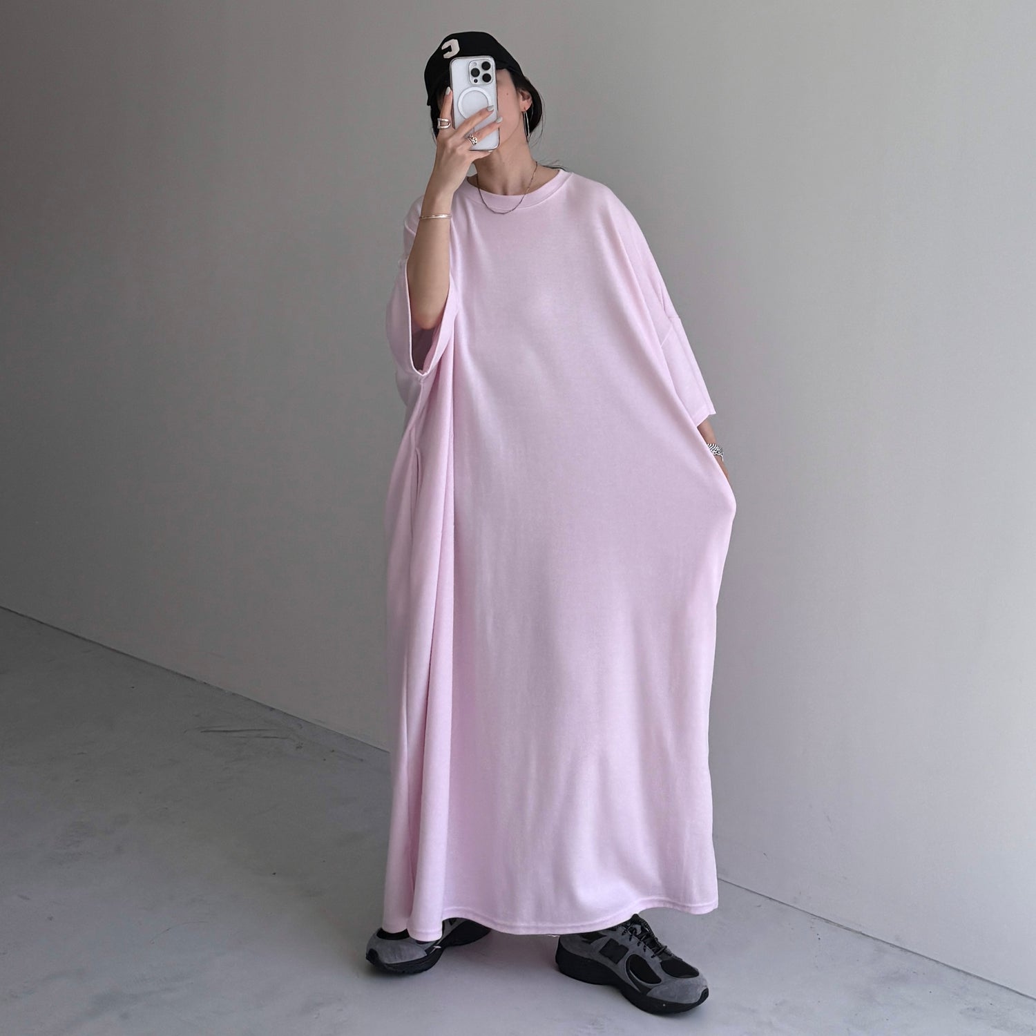 HANSODE super loose light sweatee one piece / baby pink [3size]