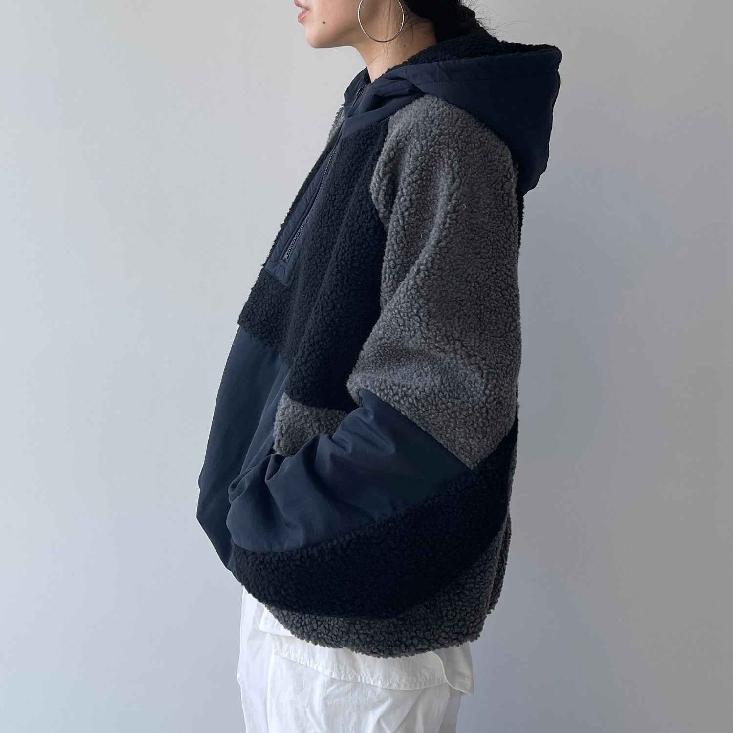 over size BOA hoodie blouson / navy