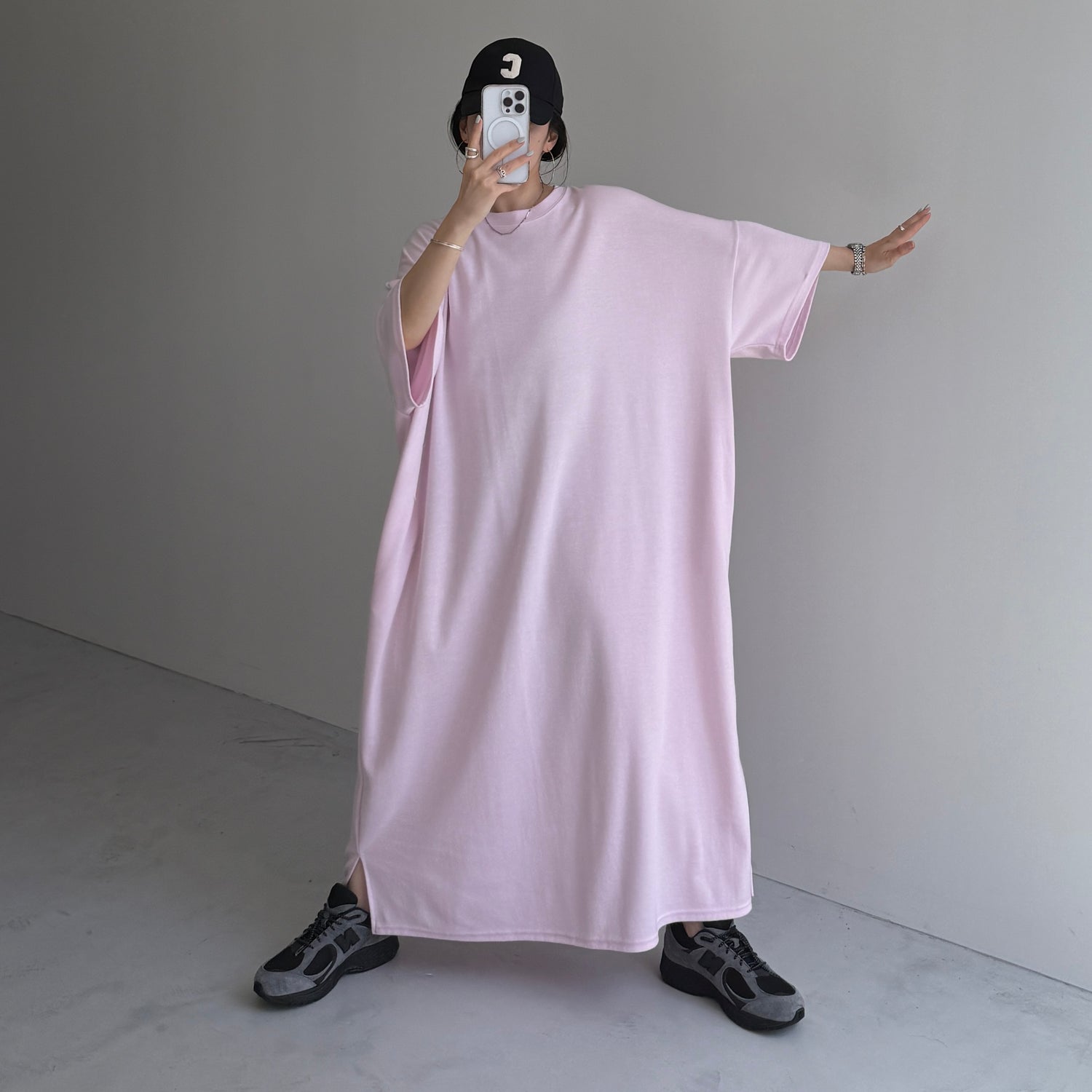 HANSODE super loose light sweatee one piece / baby pink [3size]