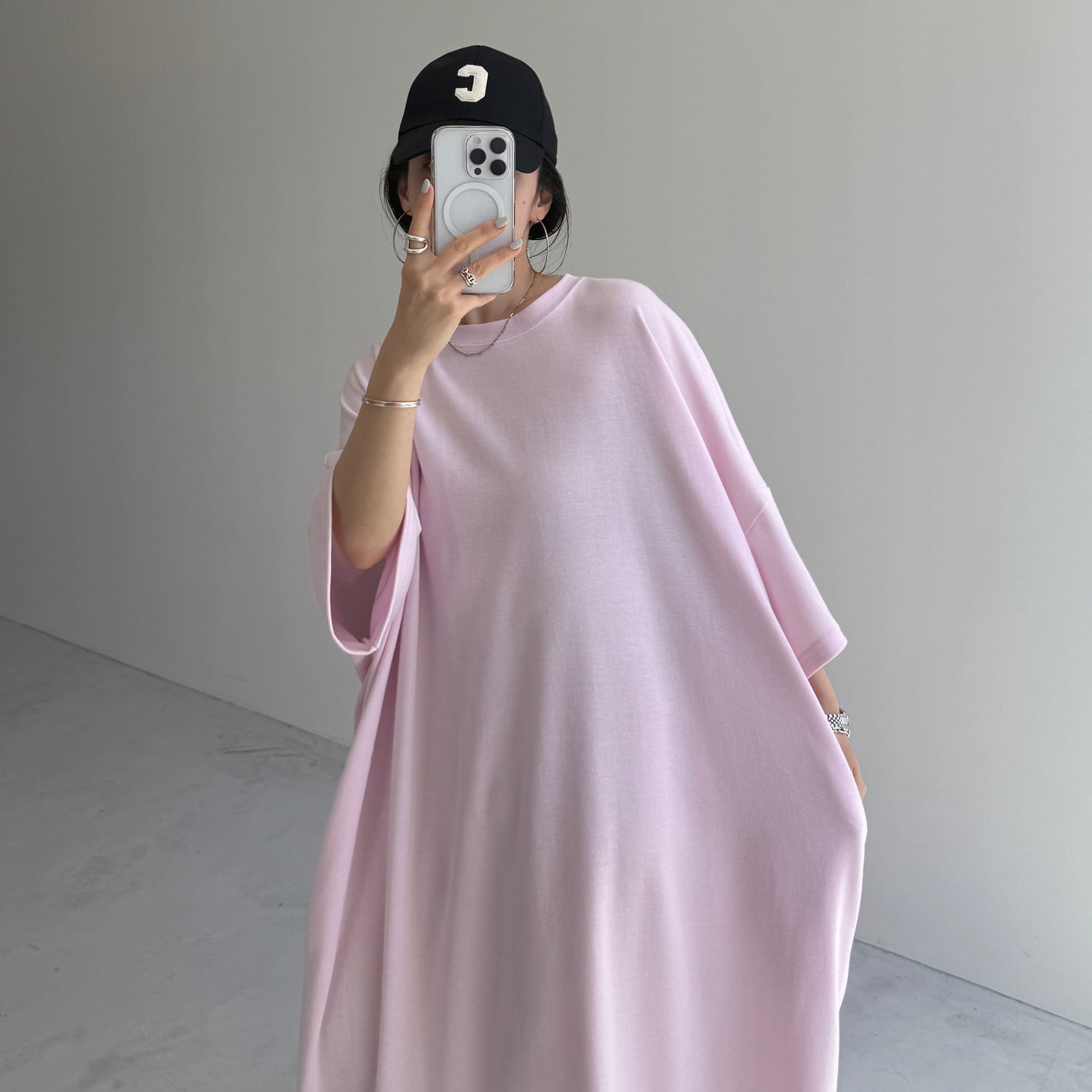 HANSODE super loose light sweatee one piece / baby pink [3size]