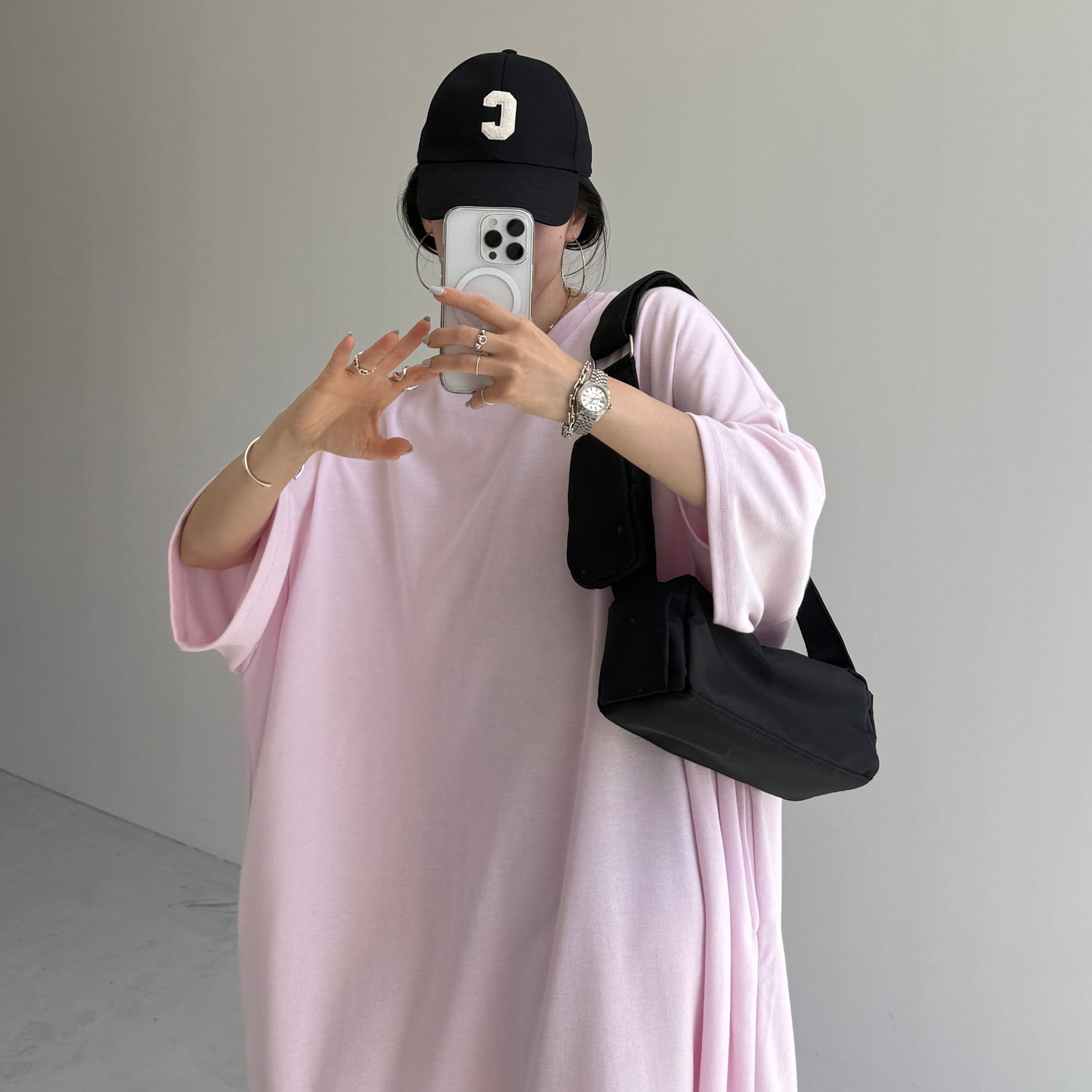 HANSODE super loose light sweatee one piece / baby pink [3size]