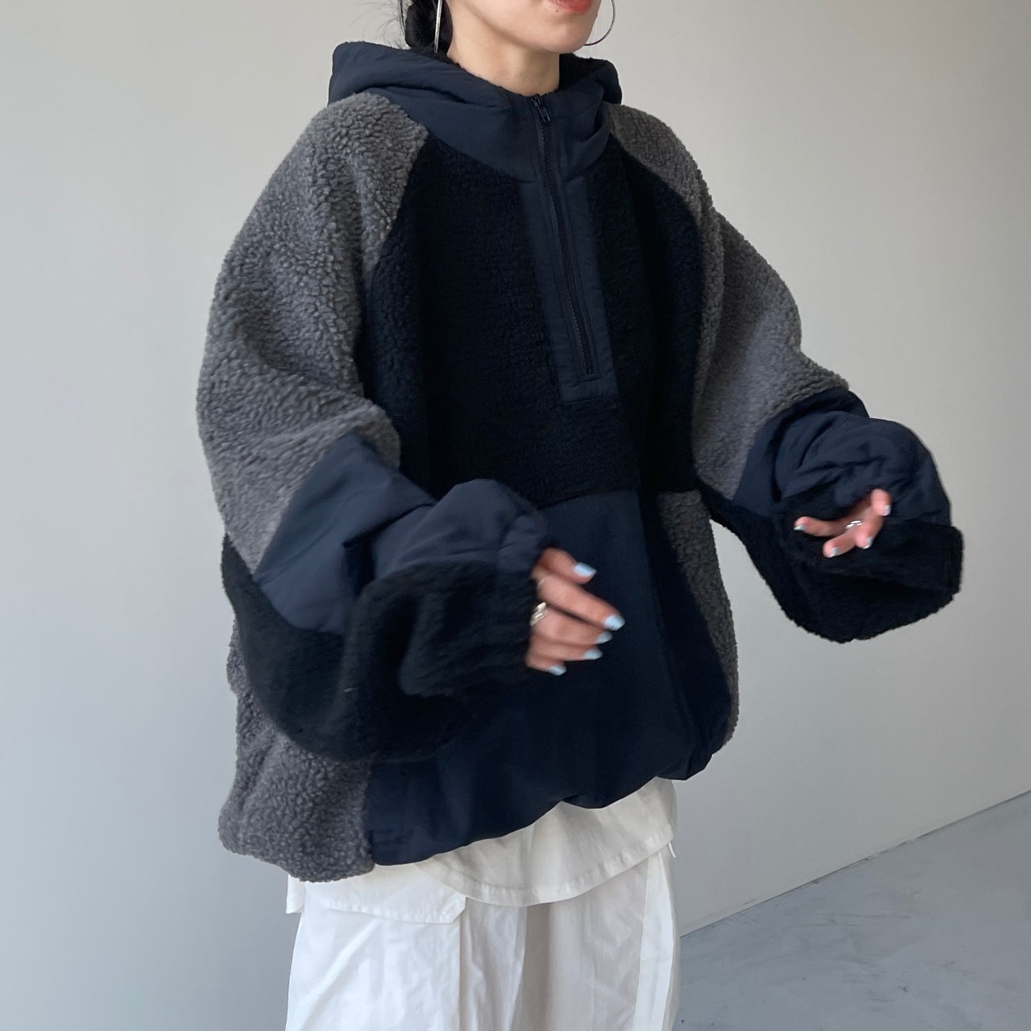 over size BOA hoodie blouson / navy