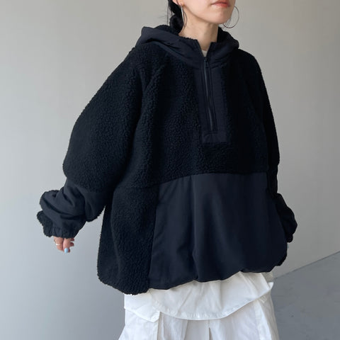 over size BOA hoodie blouson / black