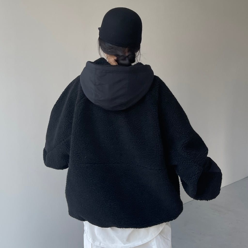 over size BOA hoodie blouson / black | wee9s | ウィークス