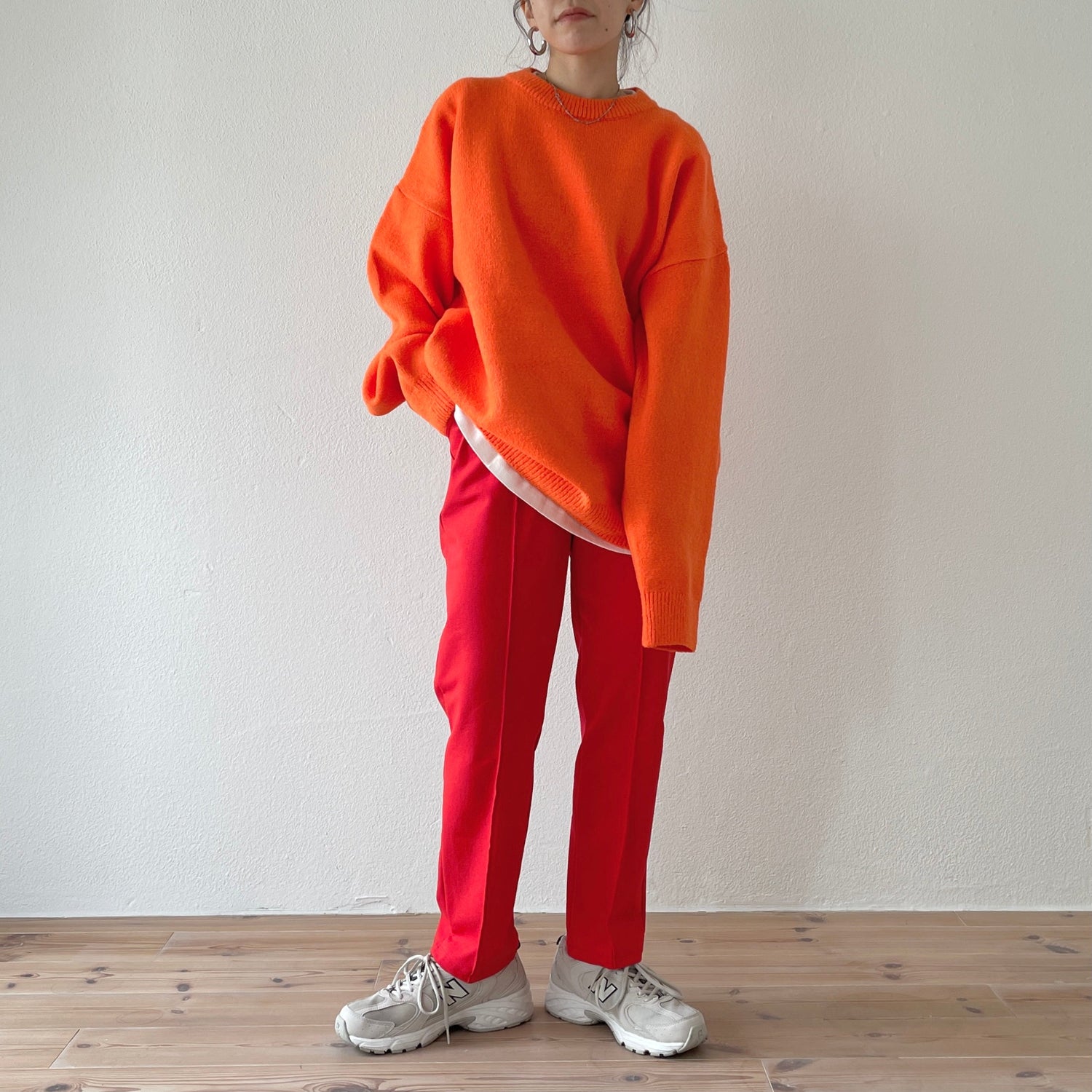 【SAMPLE】center line relax sweat pants / red