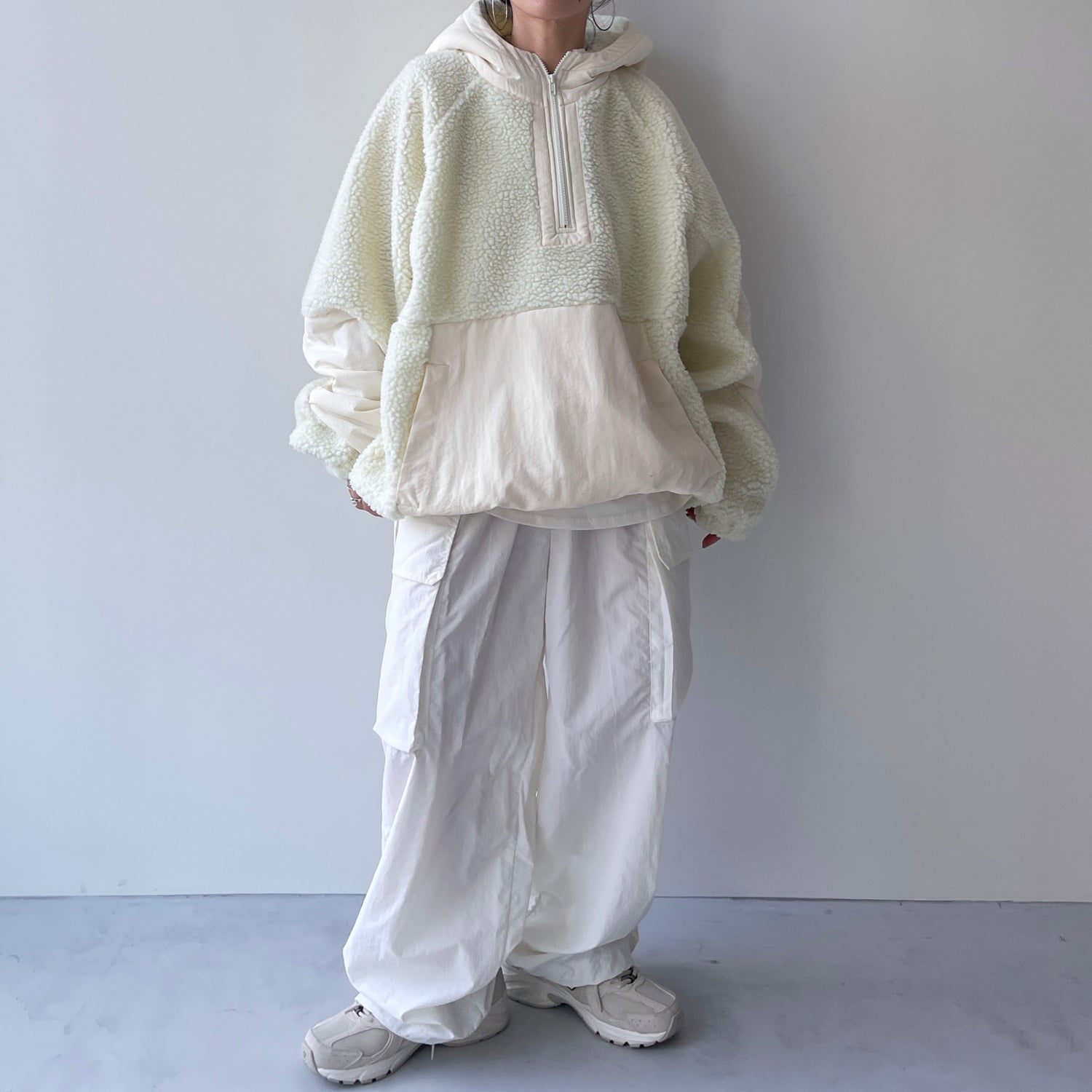 over size BOA hoodie blouson / ivory