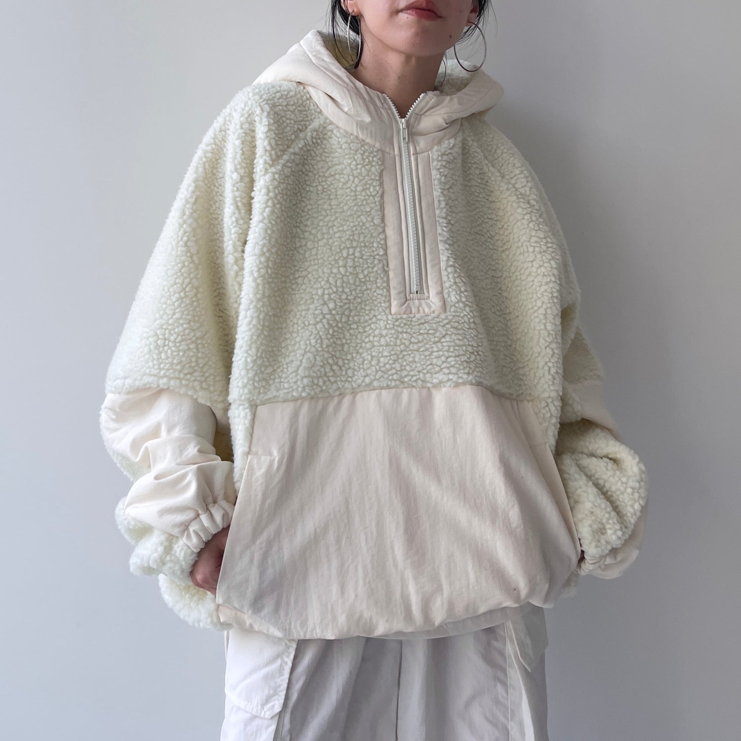 over size BOA hoodie blouson / ivory