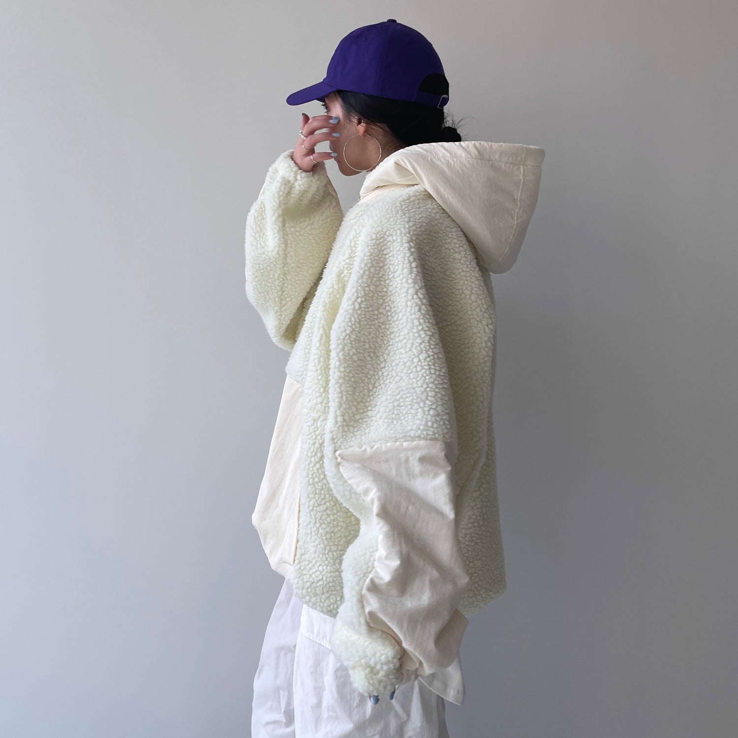 over size BOA hoodie blouson / ivory