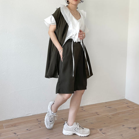 【SAMPLE】satin like half pants / khaki