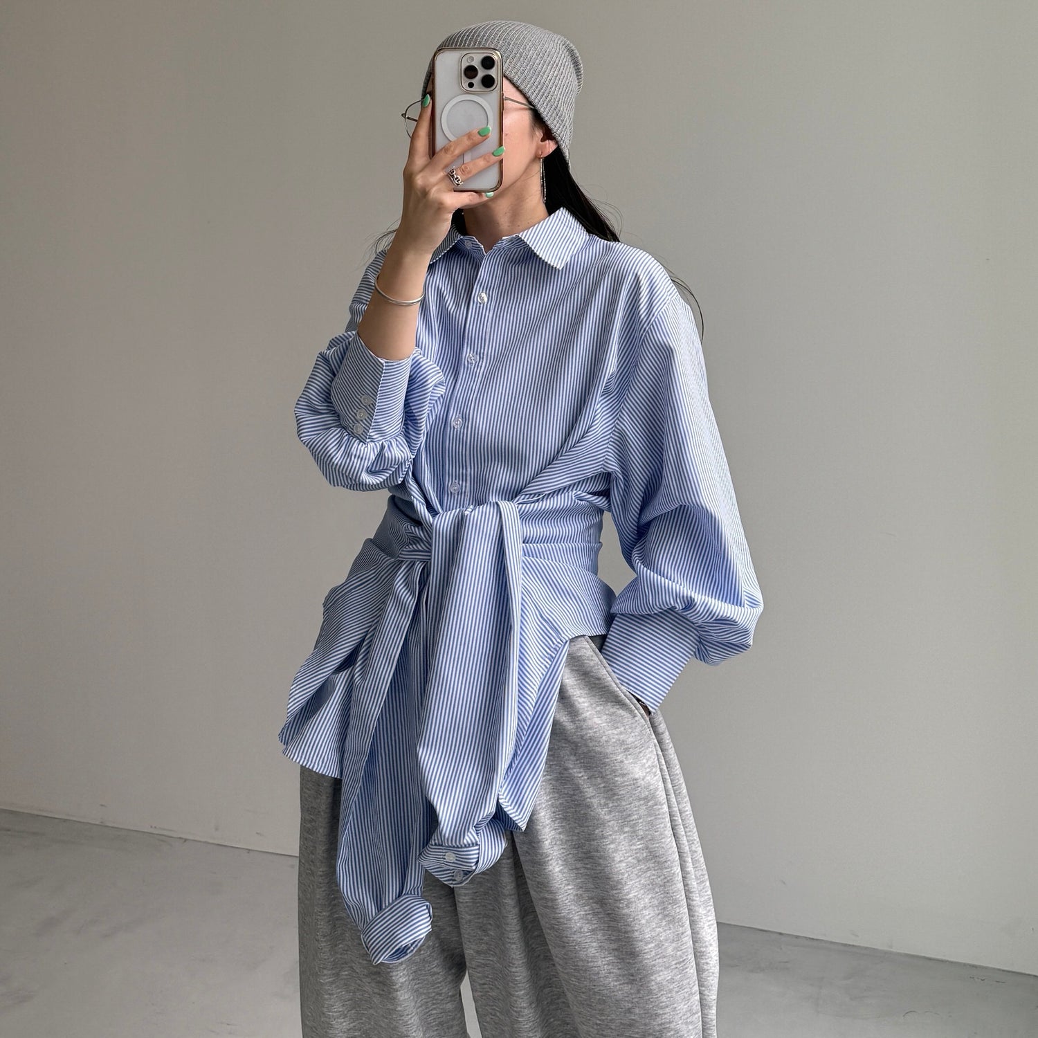 KOSHIMAKI stripe shirt / blue