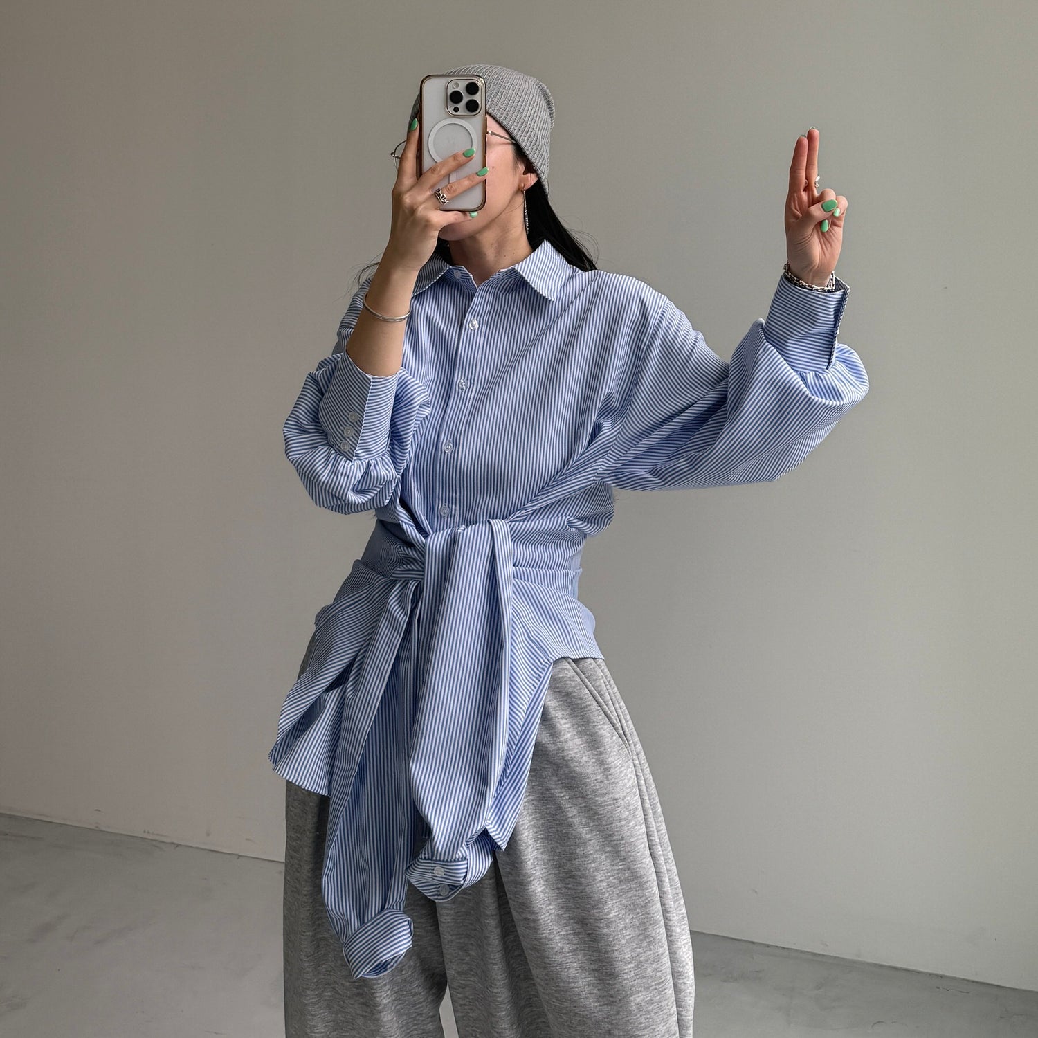 KOSHIMAKI stripe shirt / blue