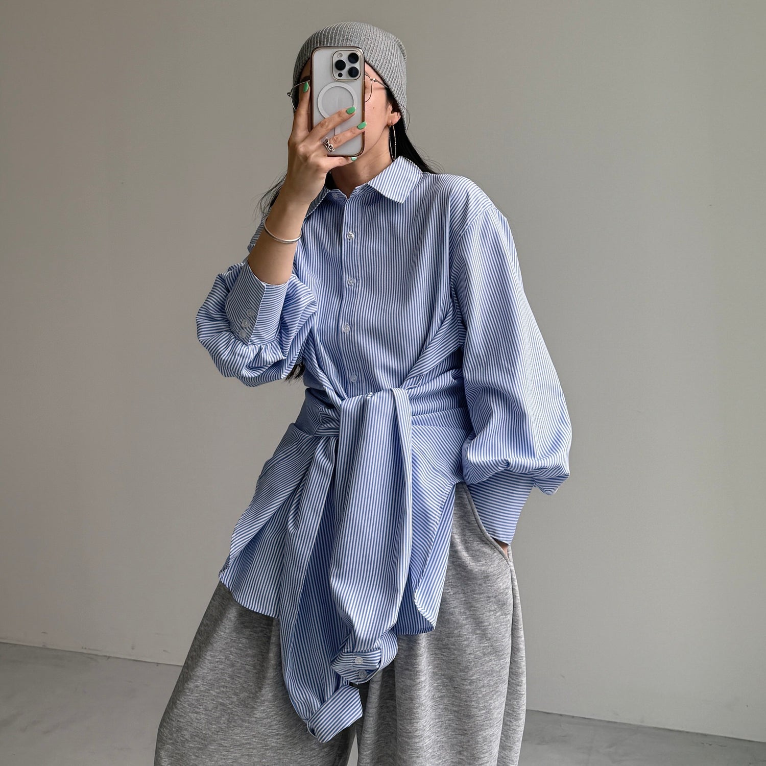 KOSHIMAKI stripe shirt / blue