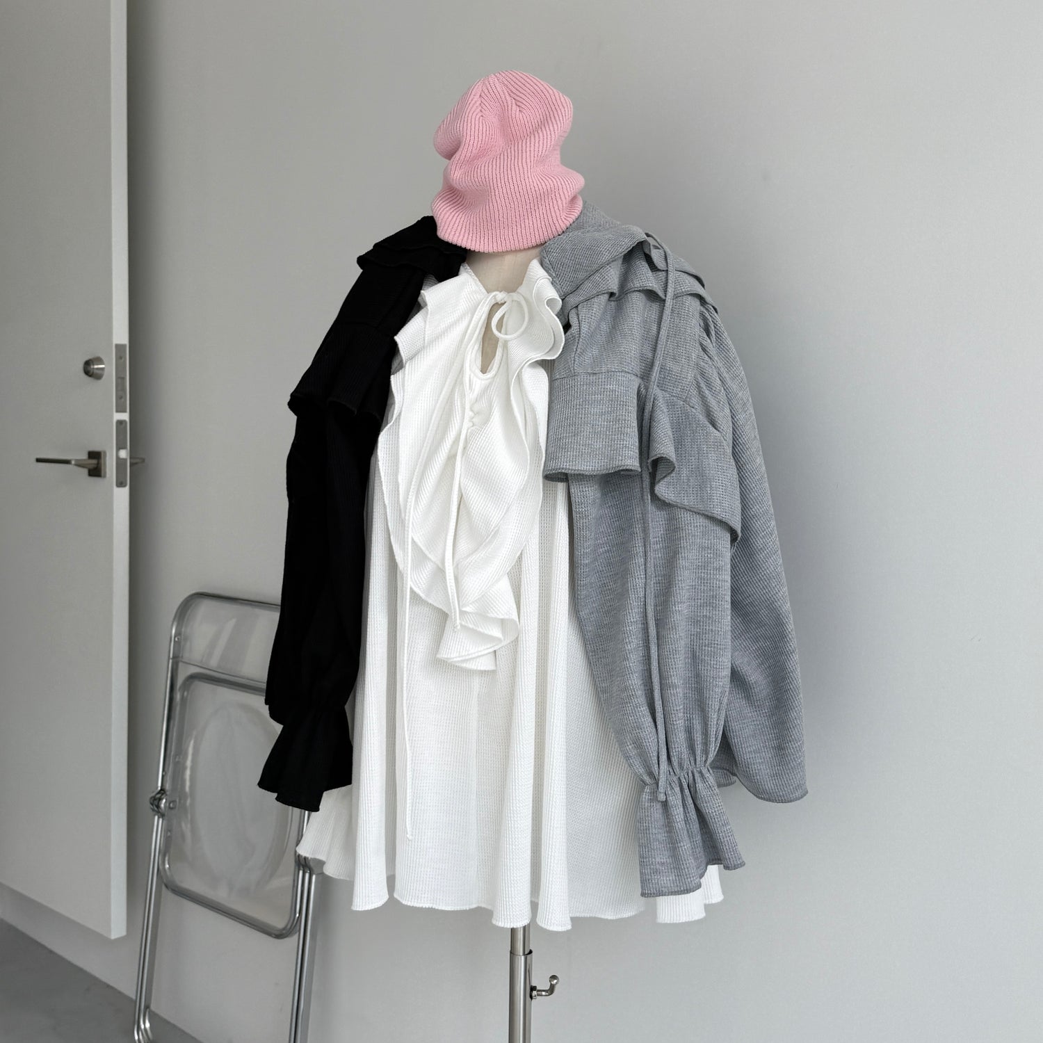 WAFFRILL TOPS / gray [ 袖タック有 or 無 ]