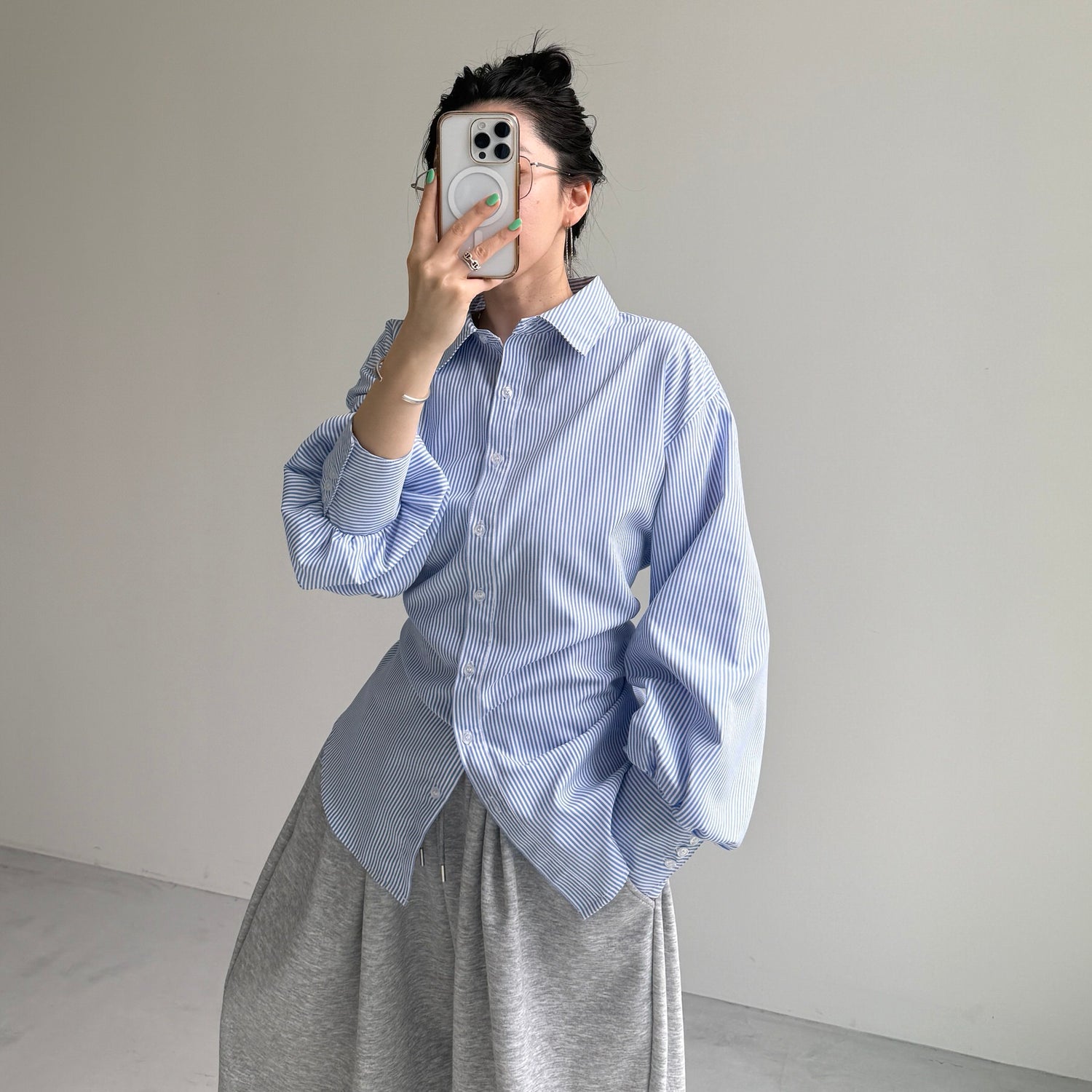 KOSHIMAKI stripe shirt / blue