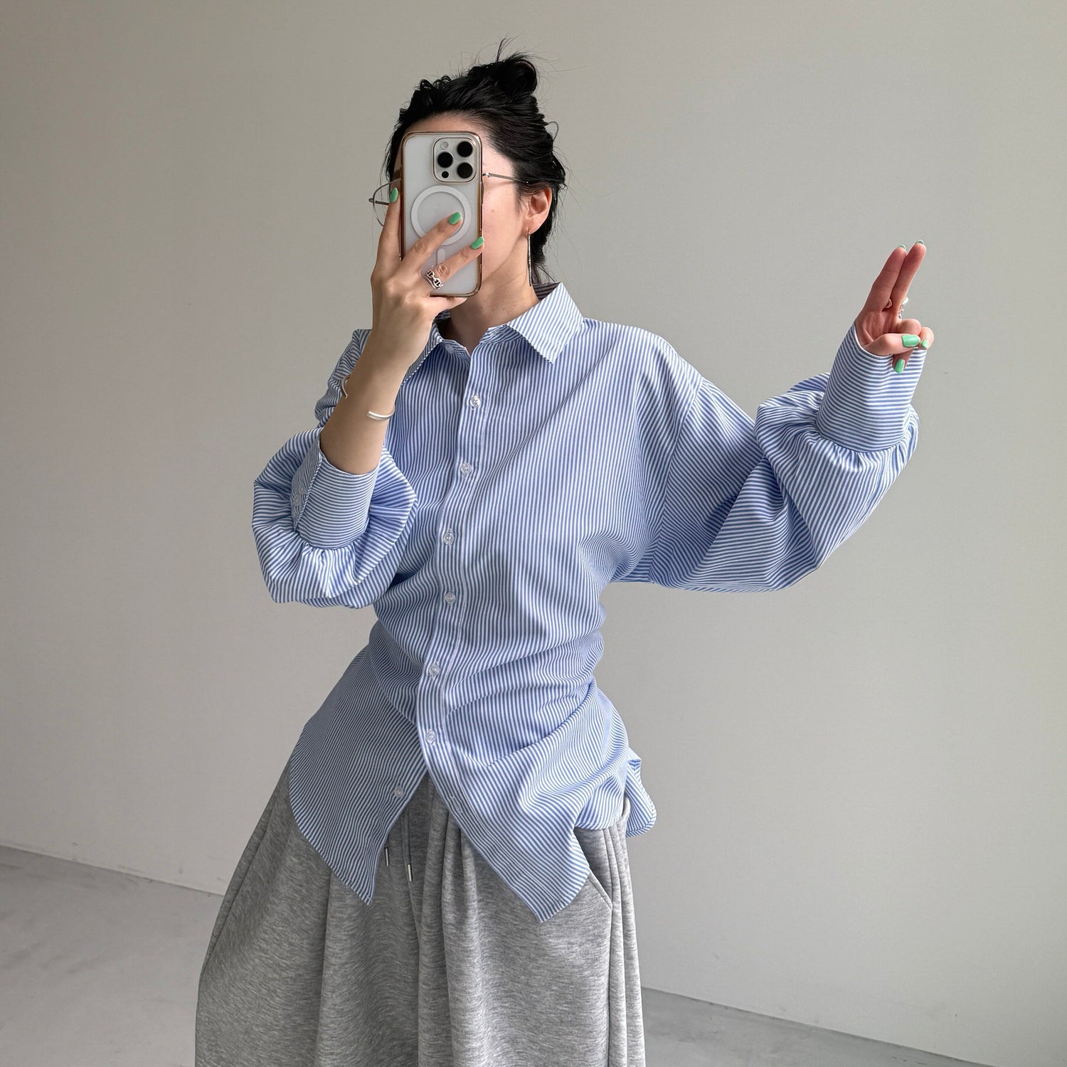 KOSHIMAKI stripe shirt / blue