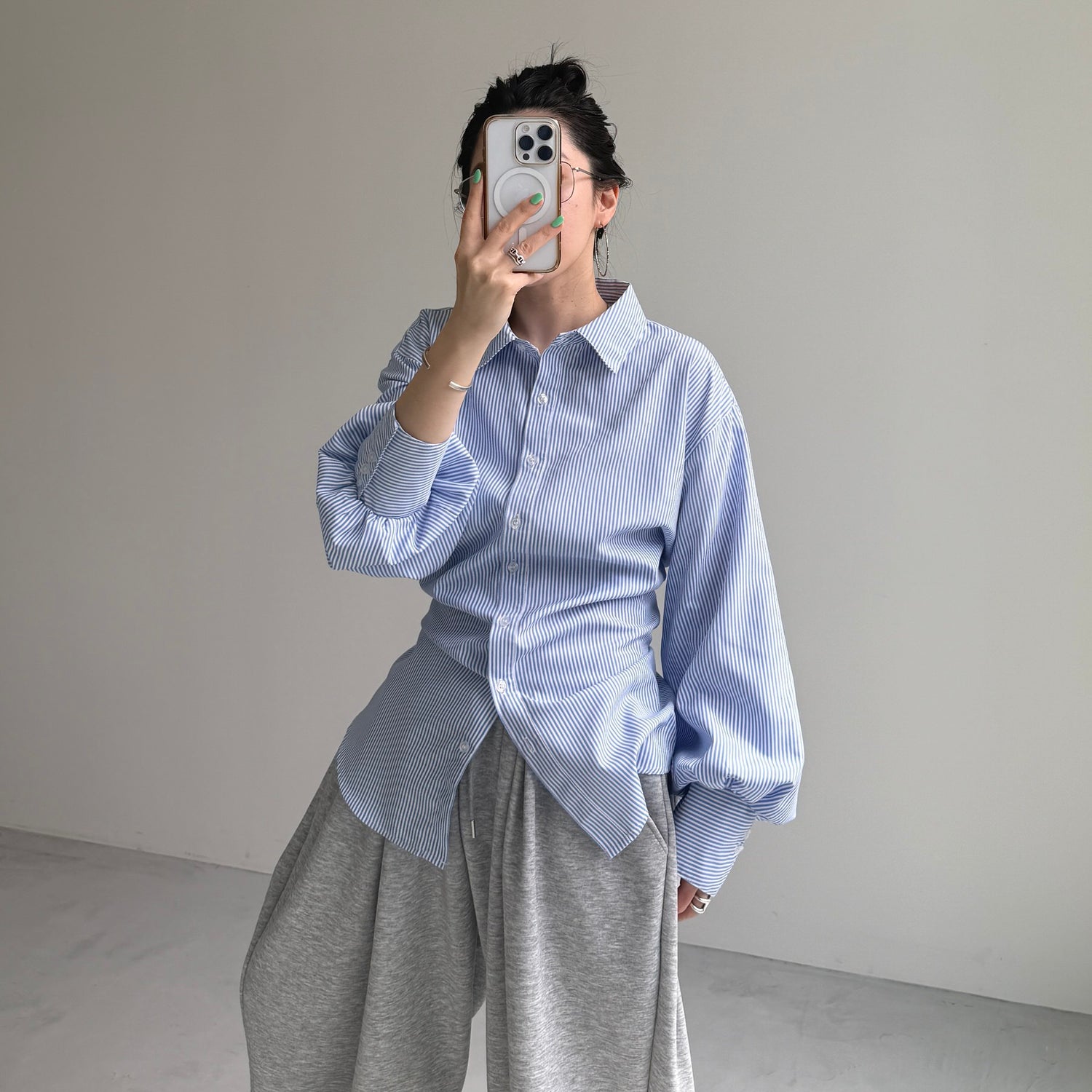 KOSHIMAKI stripe shirt / blue