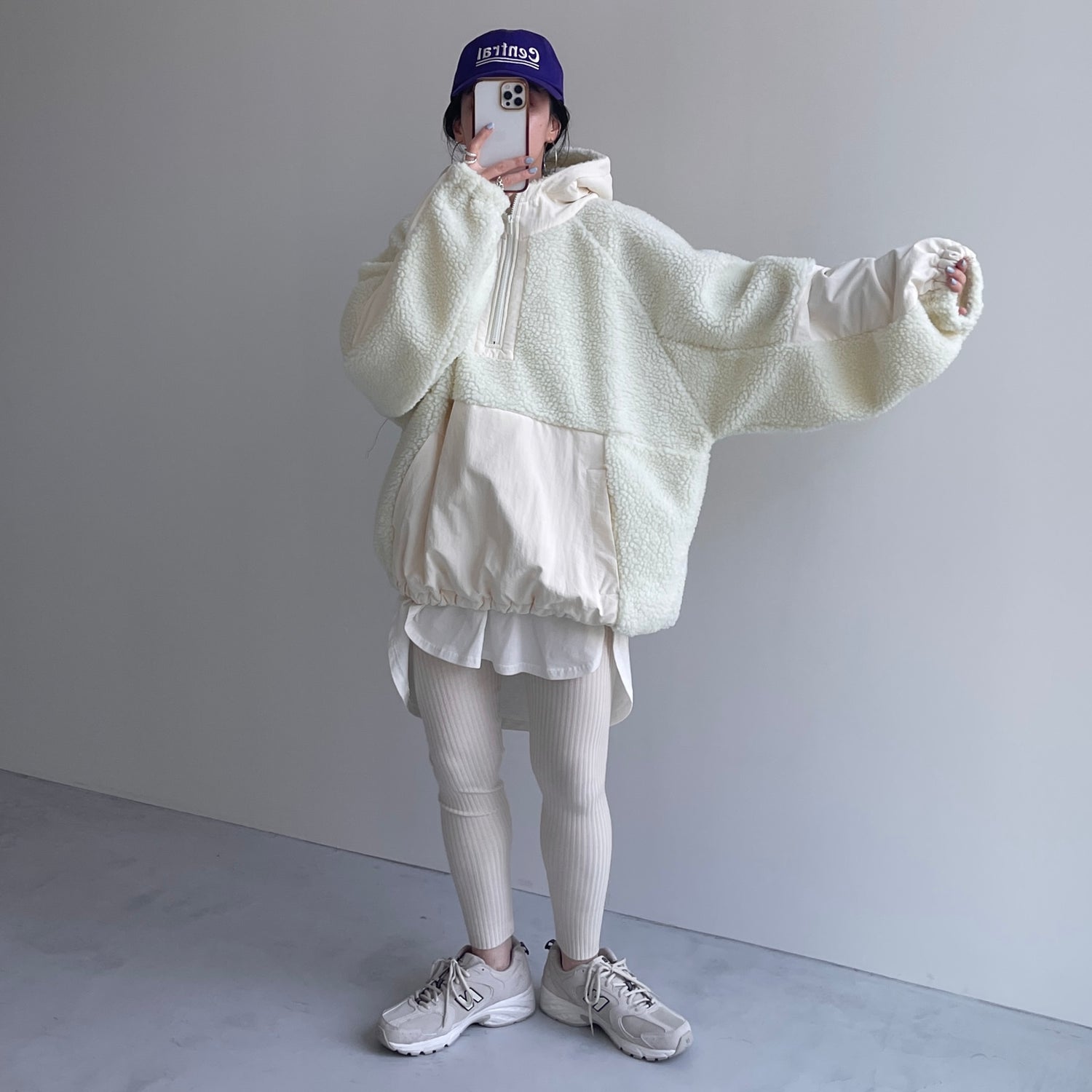 over size BOA hoodie blouson / ivory