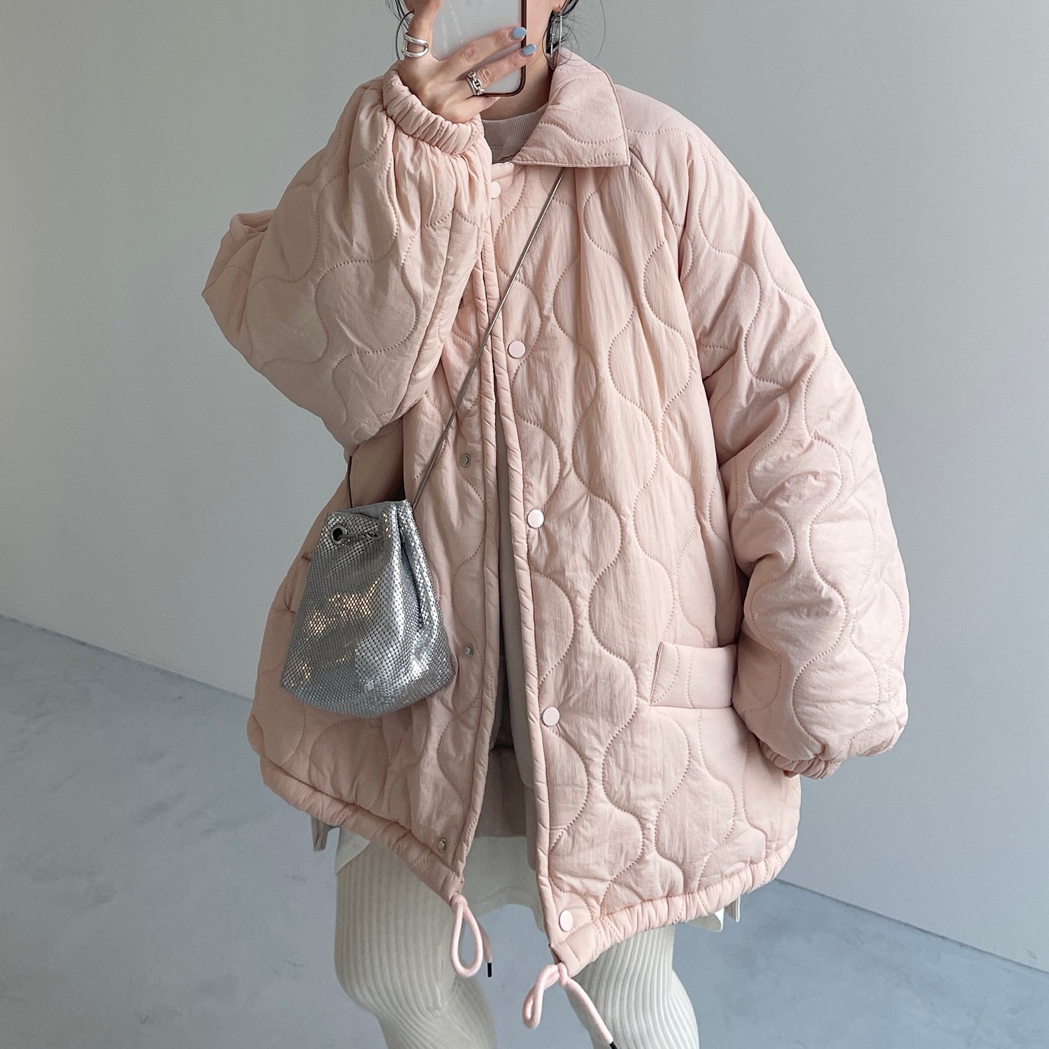 【SAMPLE】WATA AME quilting jacket / pink beige