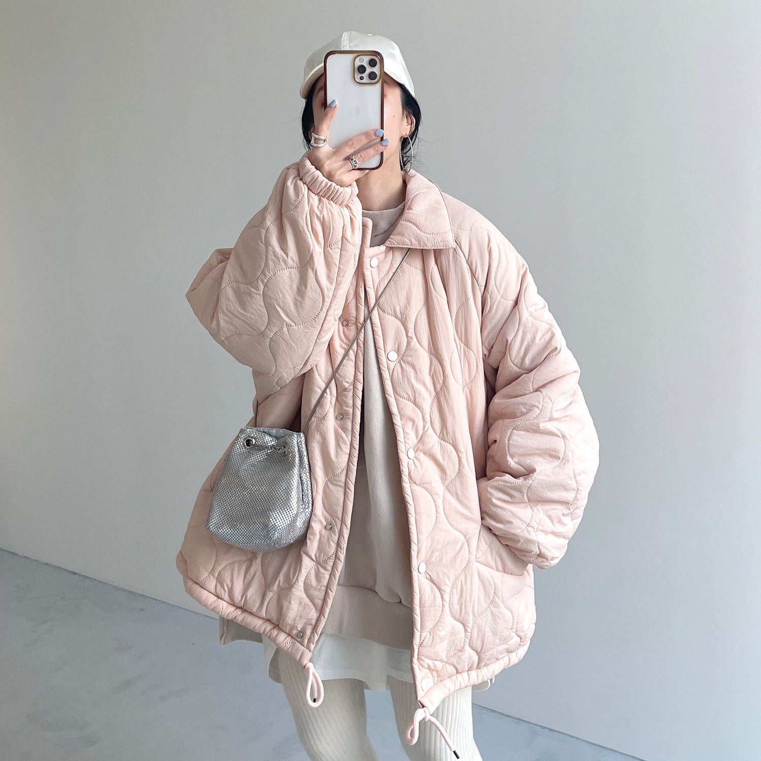 【SAMPLE】WATA AME quilting jacket / pink beige